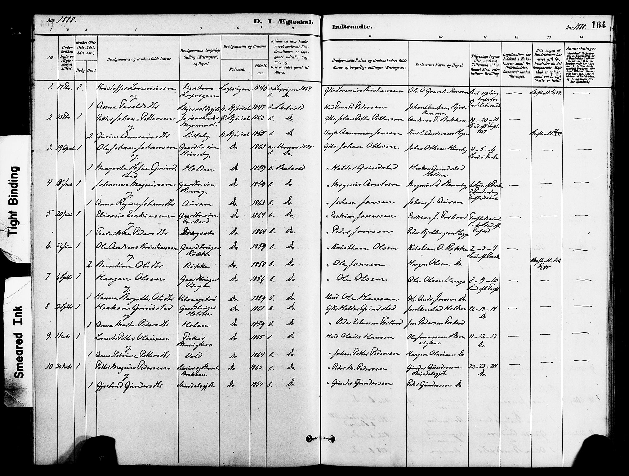 Ministerialprotokoller, klokkerbøker og fødselsregistre - Nord-Trøndelag, SAT/A-1458/712/L0100: Parish register (official) no. 712A01, 1880-1900, p. 164