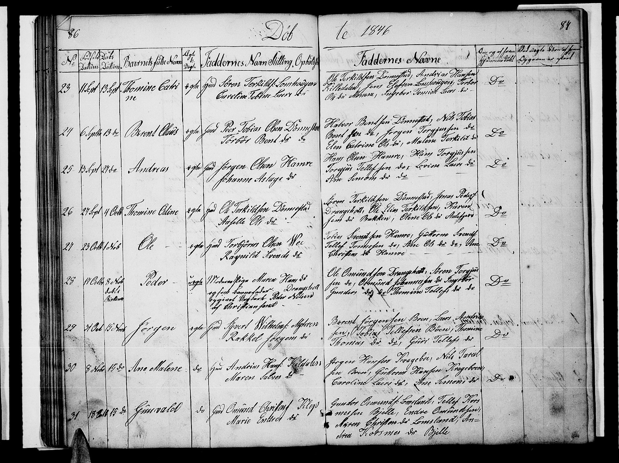 Tveit sokneprestkontor, AV/SAK-1111-0043/F/Fb/L0002: Parish register (copy) no. B 2, 1835-1854, p. 86-87