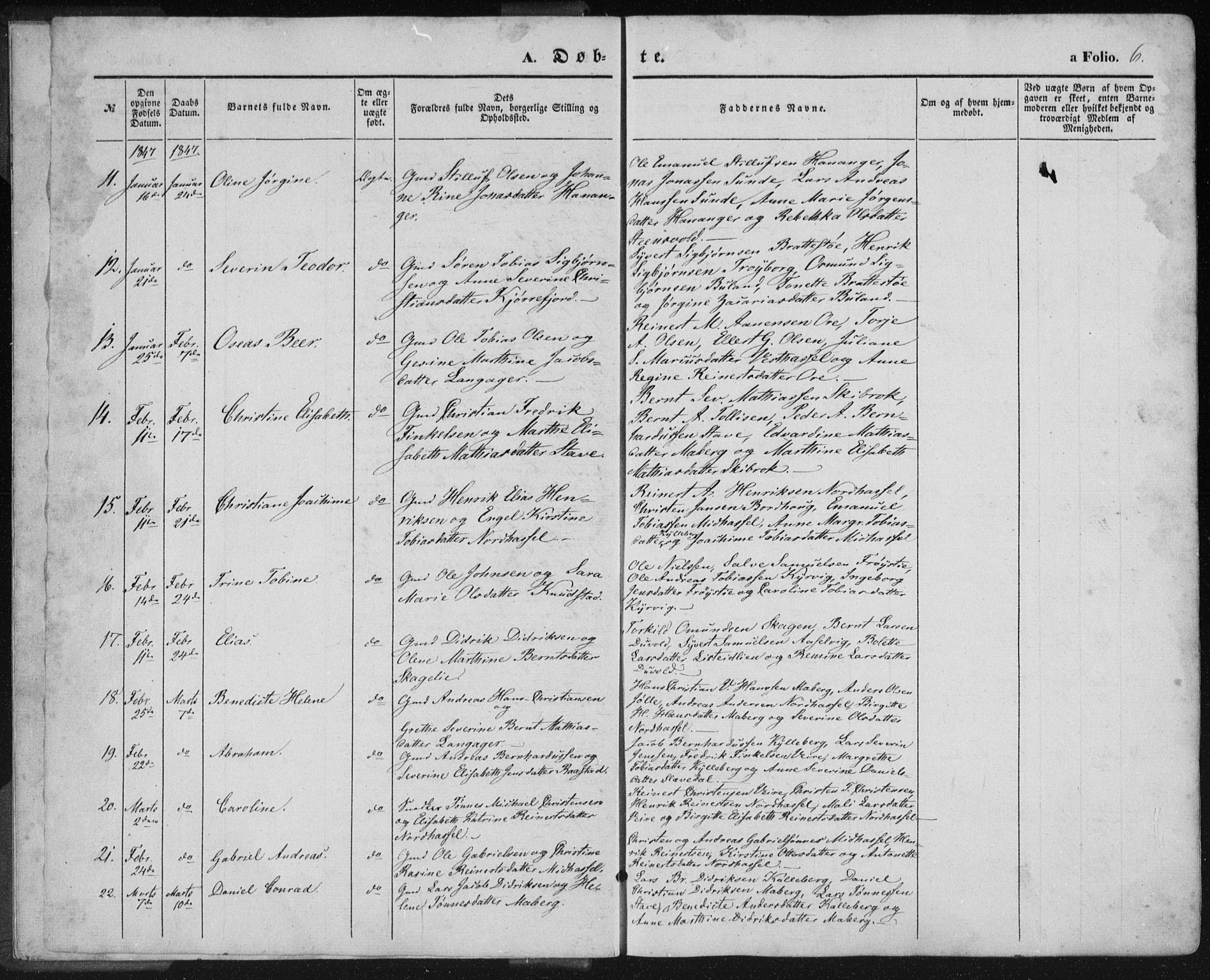 Lista sokneprestkontor, SAK/1111-0027/F/Fa/L0010: Parish register (official) no. A 10, 1846-1861, p. 6