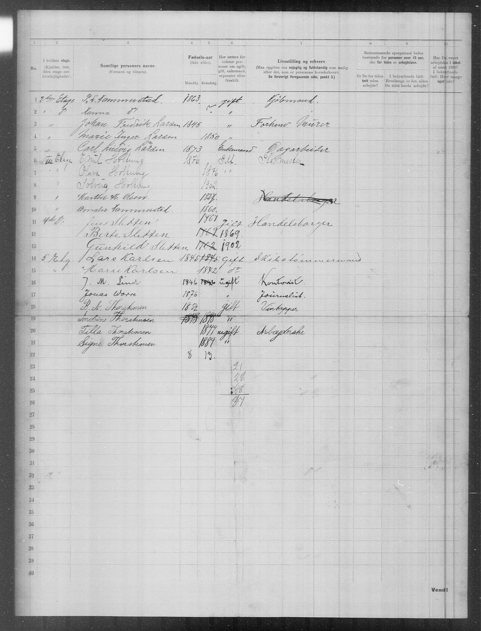 OBA, Municipal Census 1903 for Kristiania, 1903, p. 4509