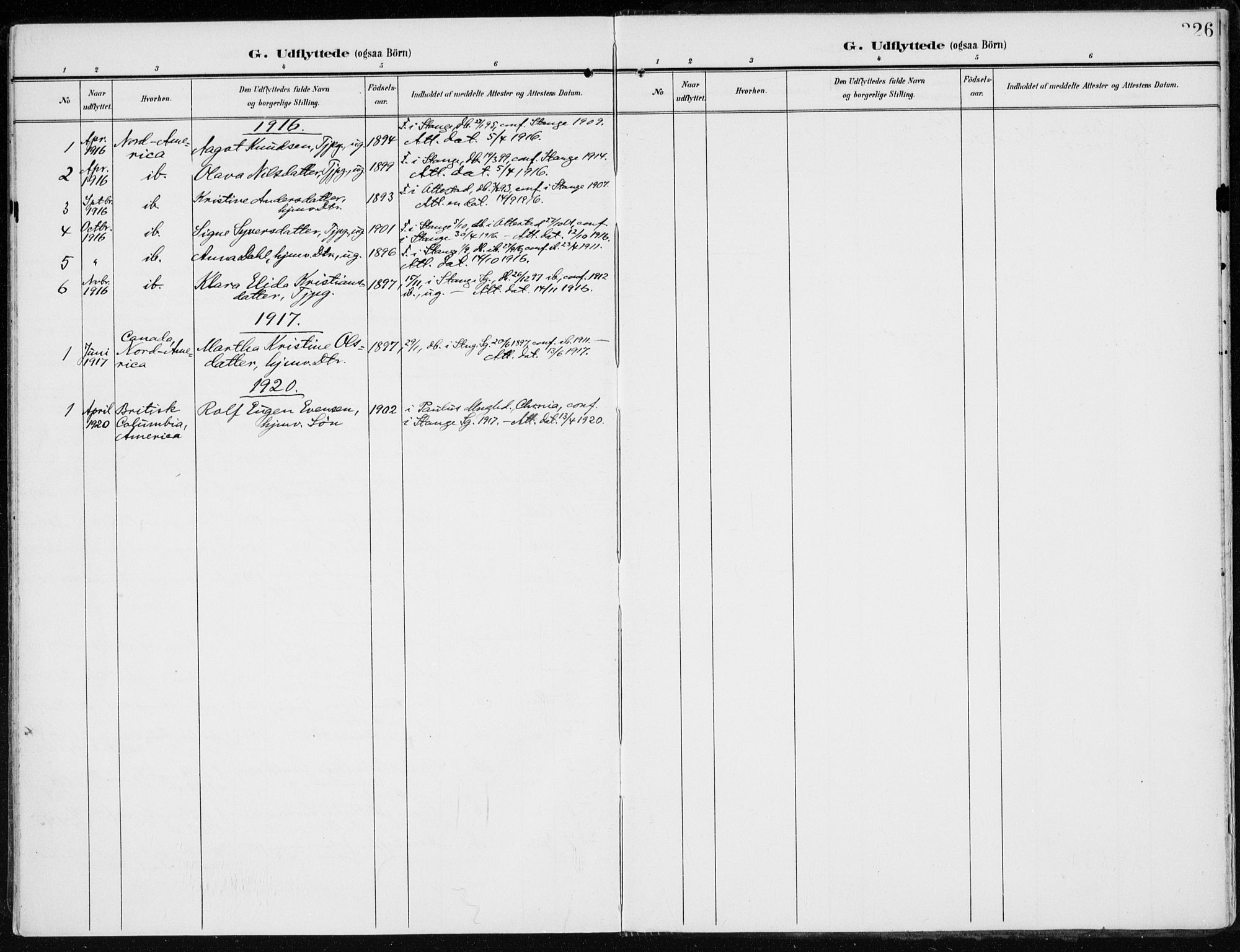 Stange prestekontor, SAH/PREST-002/K/L0024: Parish register (official) no. 24, 1906-1922, p. 326