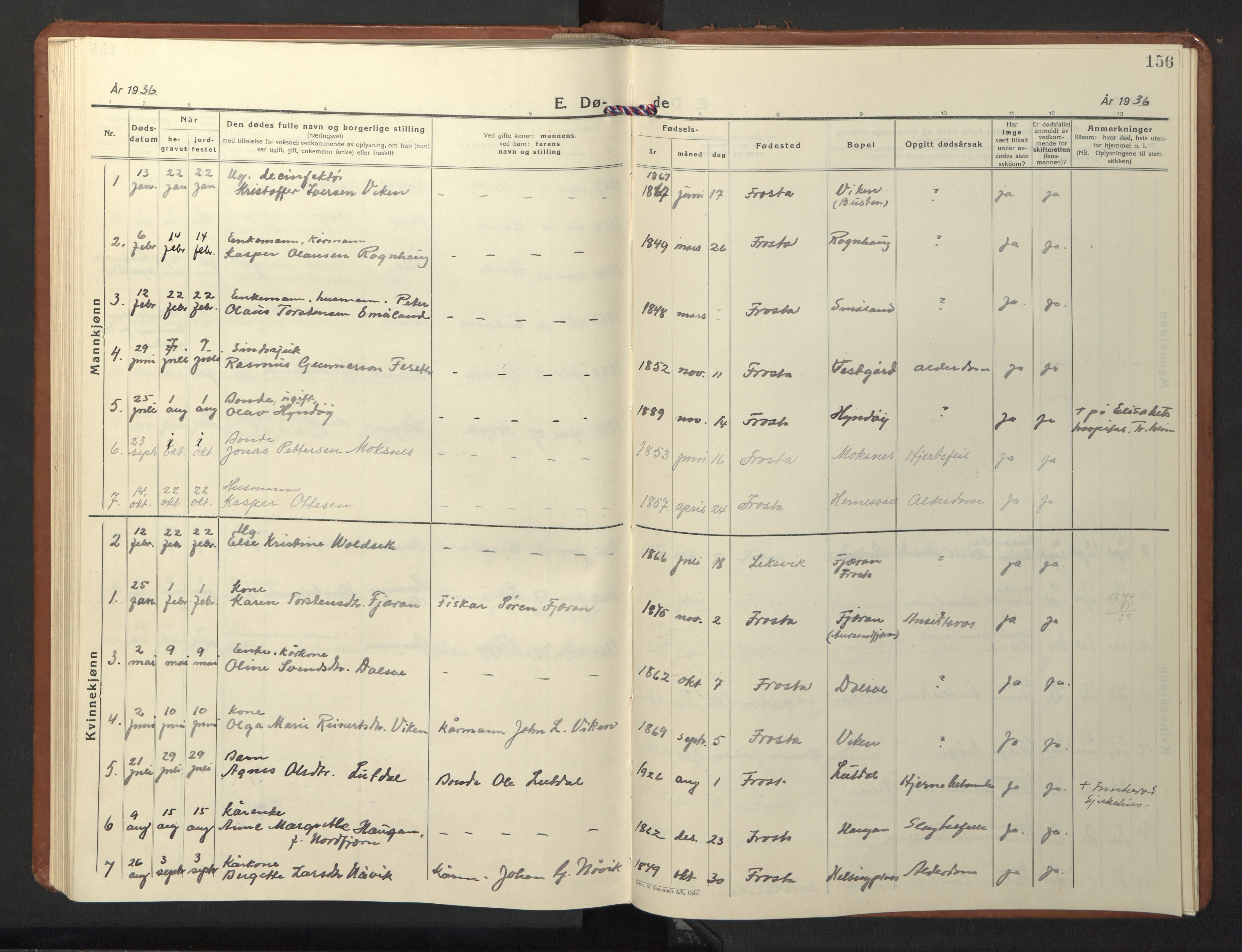 Ministerialprotokoller, klokkerbøker og fødselsregistre - Nord-Trøndelag, SAT/A-1458/713/L0125: Parish register (copy) no. 713C02, 1931-1941, p. 156