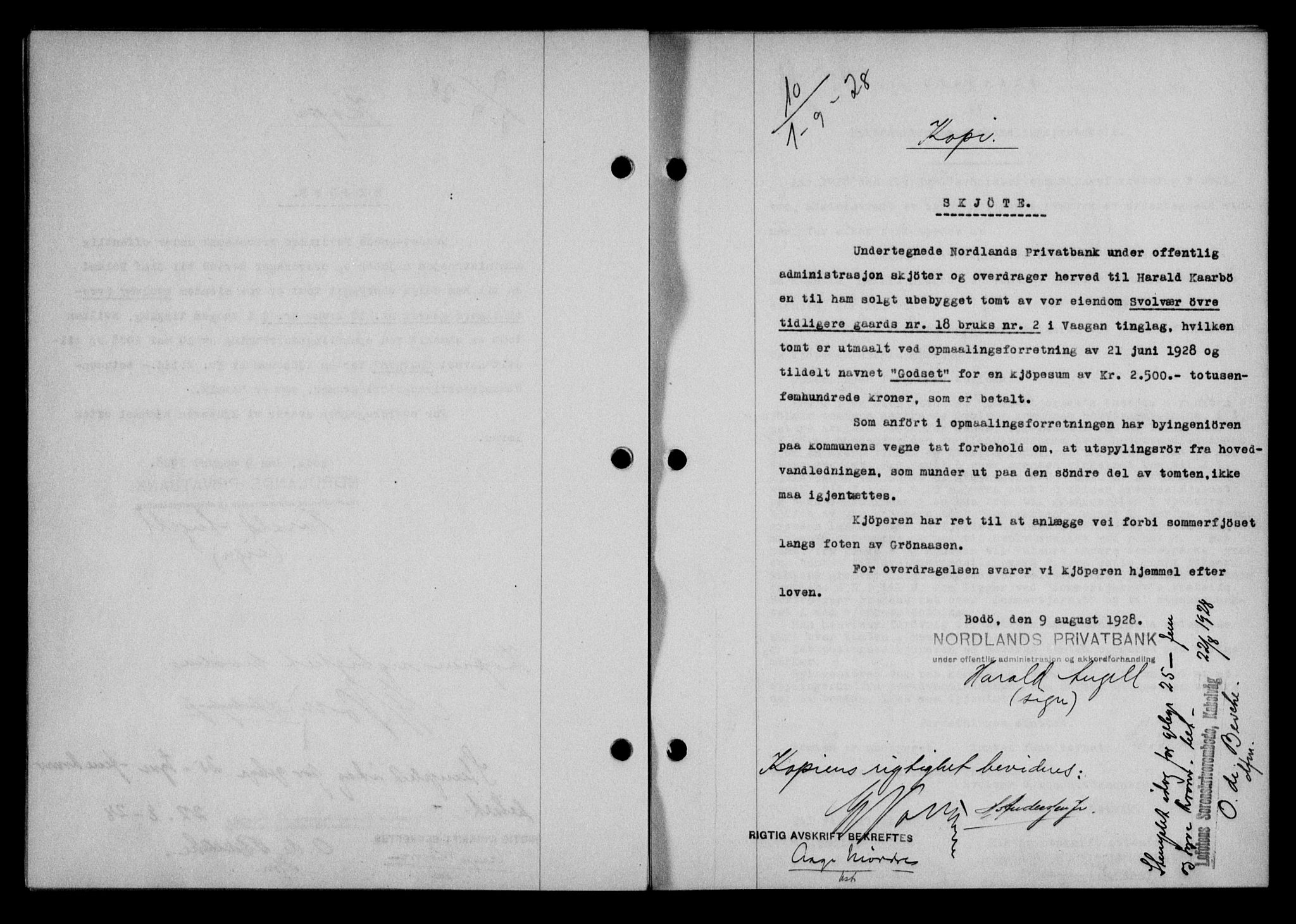 Lofoten sorenskriveri, SAT/A-0017/1/2/2C/L0018b: Mortgage book no. 18b, 1928-1928, Deed date: 01.09.1928