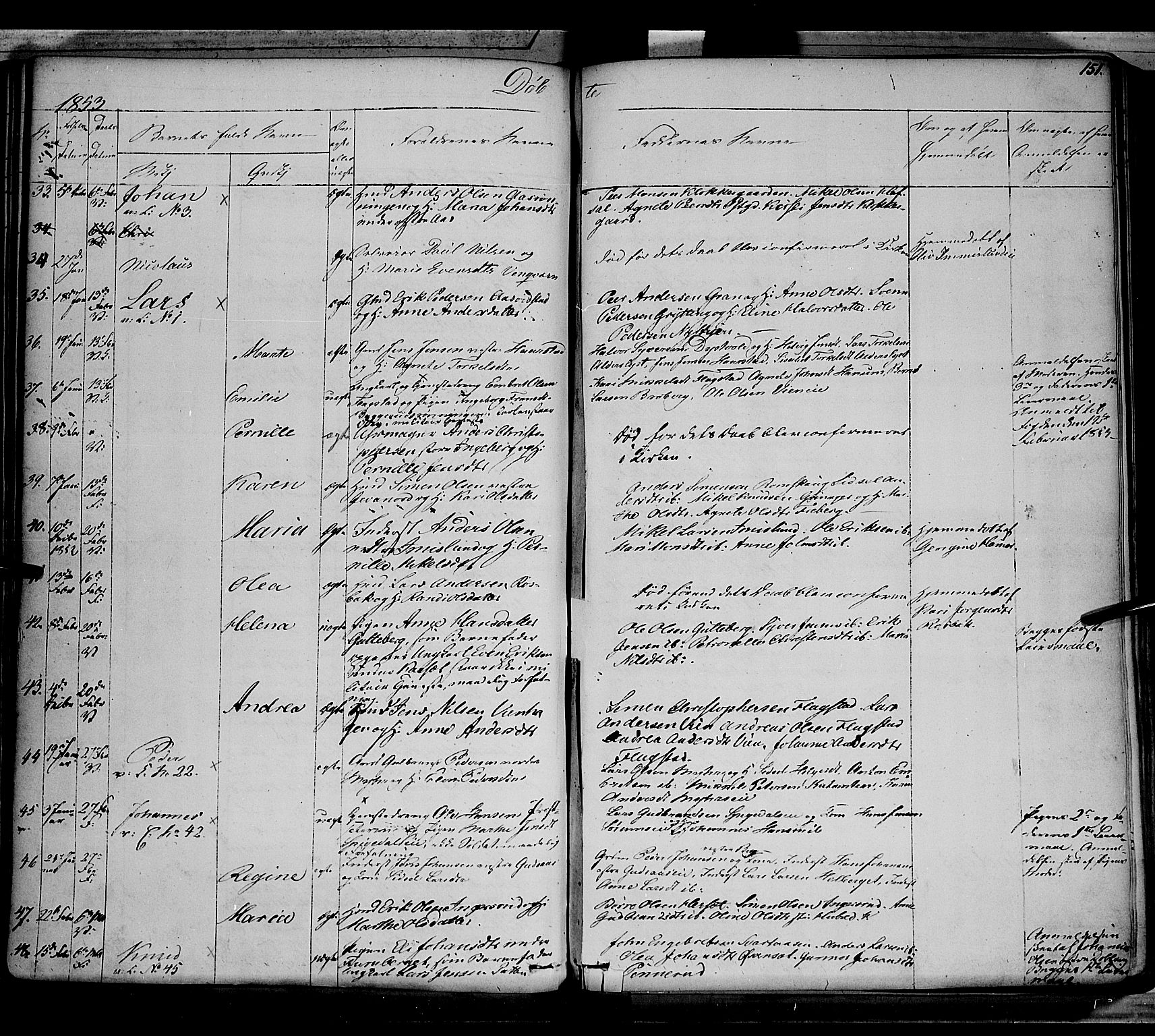 Vang prestekontor, Hedmark, AV/SAH-PREST-008/H/Ha/Haa/L0010: Parish register (official) no. 10, 1841-1855, p. 151