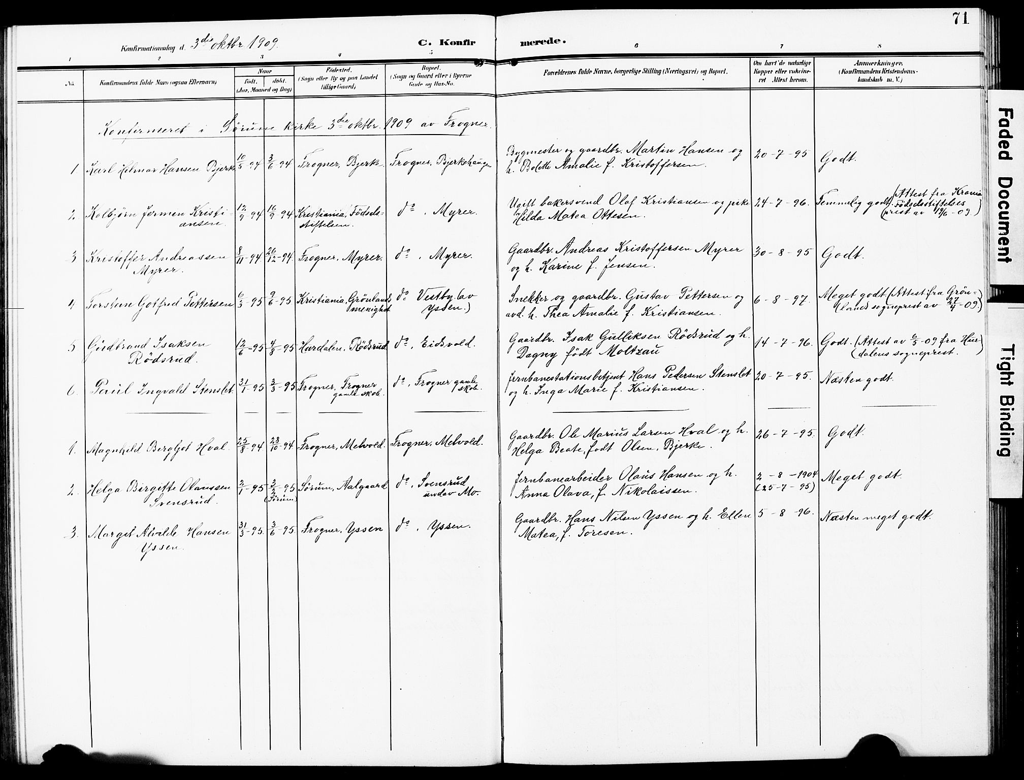 Sørum prestekontor Kirkebøker, AV/SAO-A-10303/G/Gb/L0001: Parish register (copy) no. II 1, 1907-1929, p. 71