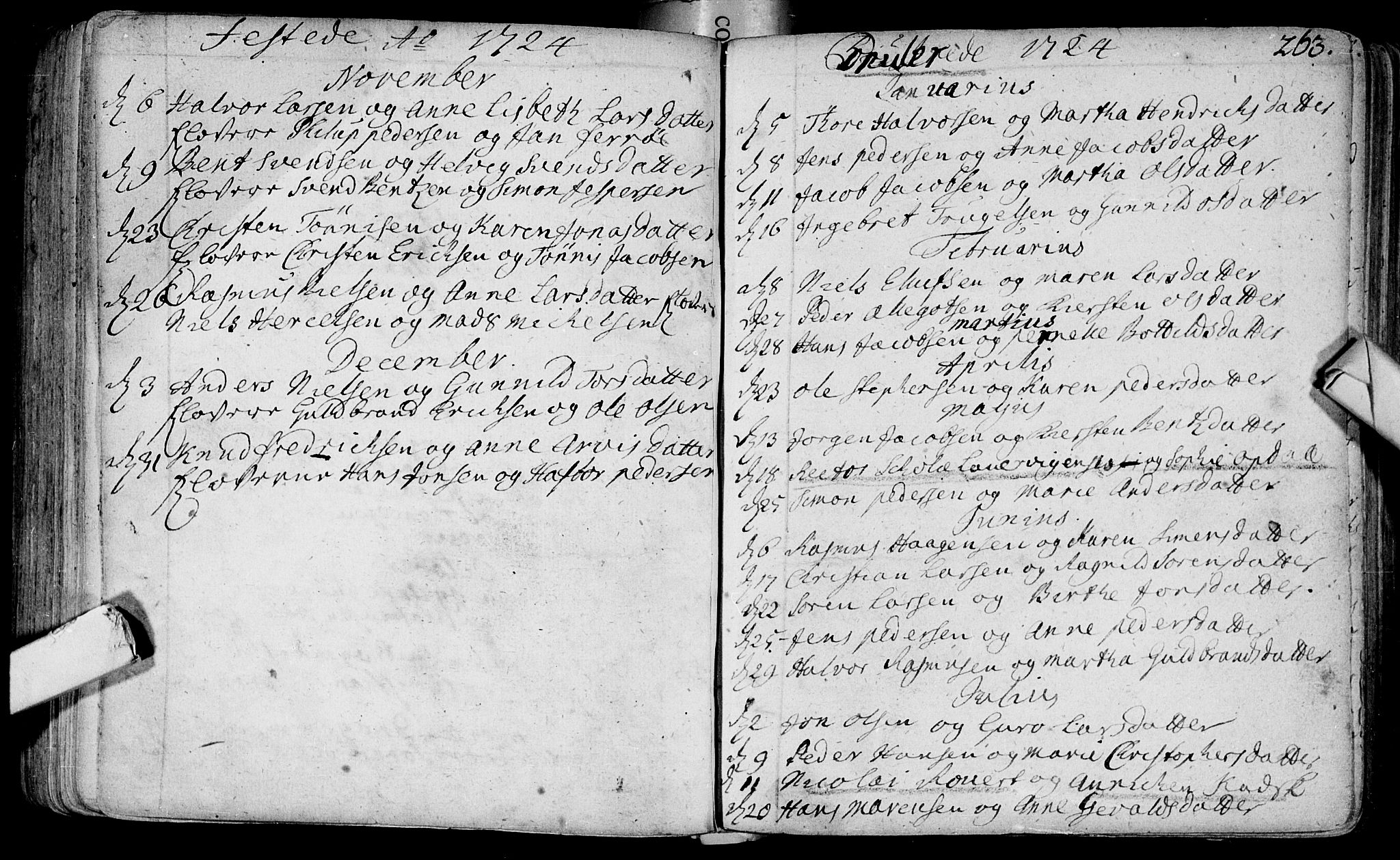 Bragernes kirkebøker, AV/SAKO-A-6/F/Fa/L0003: Parish register (official) no. I 3, 1706-1734, p. 263