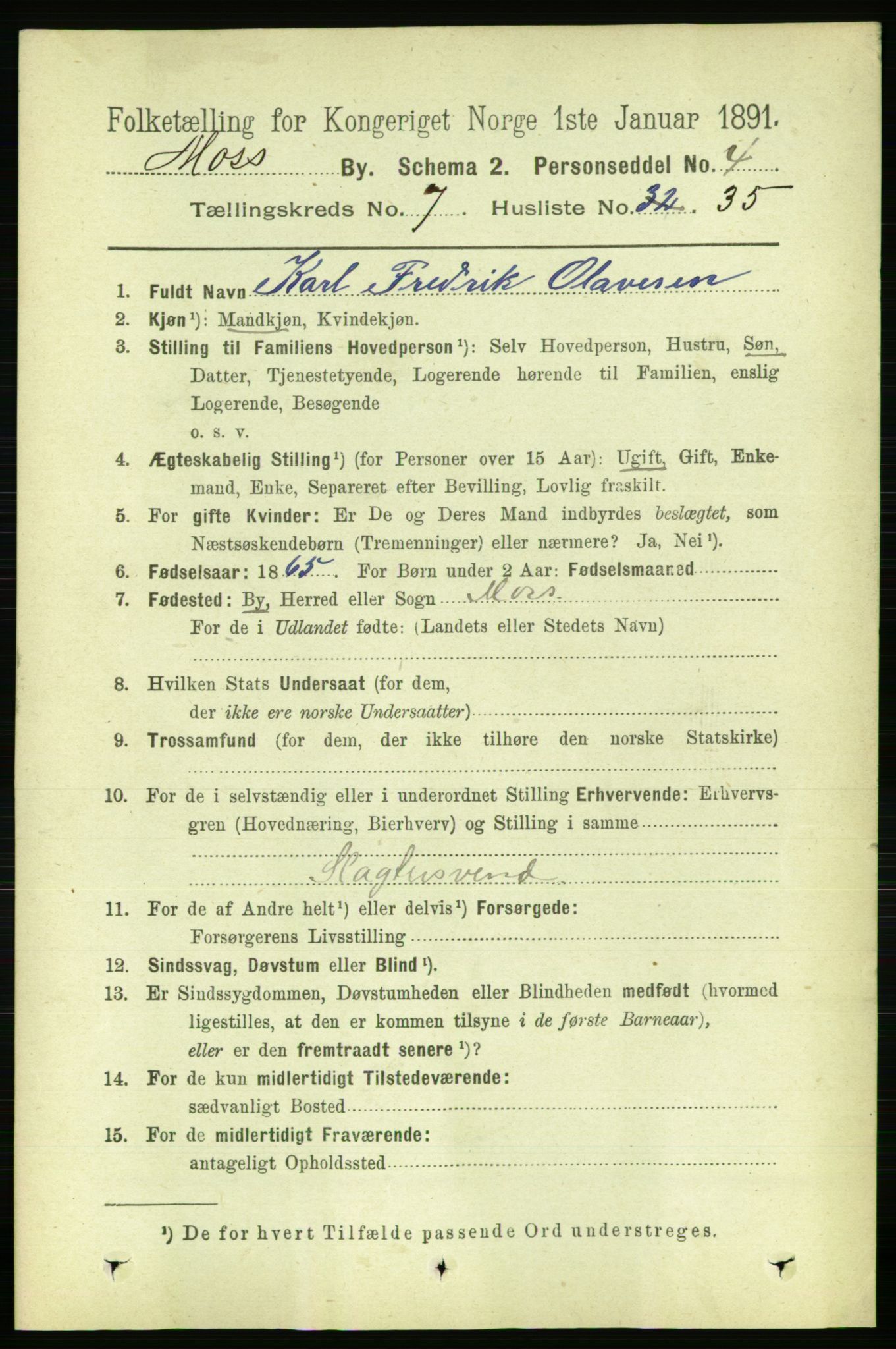 RA, 1891 census for 0104 Moss, 1891, p. 3922