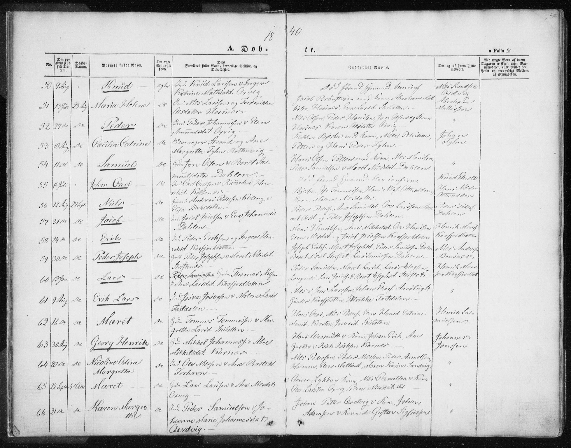 Lyngen sokneprestembete, AV/SATØ-S-1289/H/He/Hea/L0004kirke: Parish register (official) no. 4, 1839-1858, p. 8