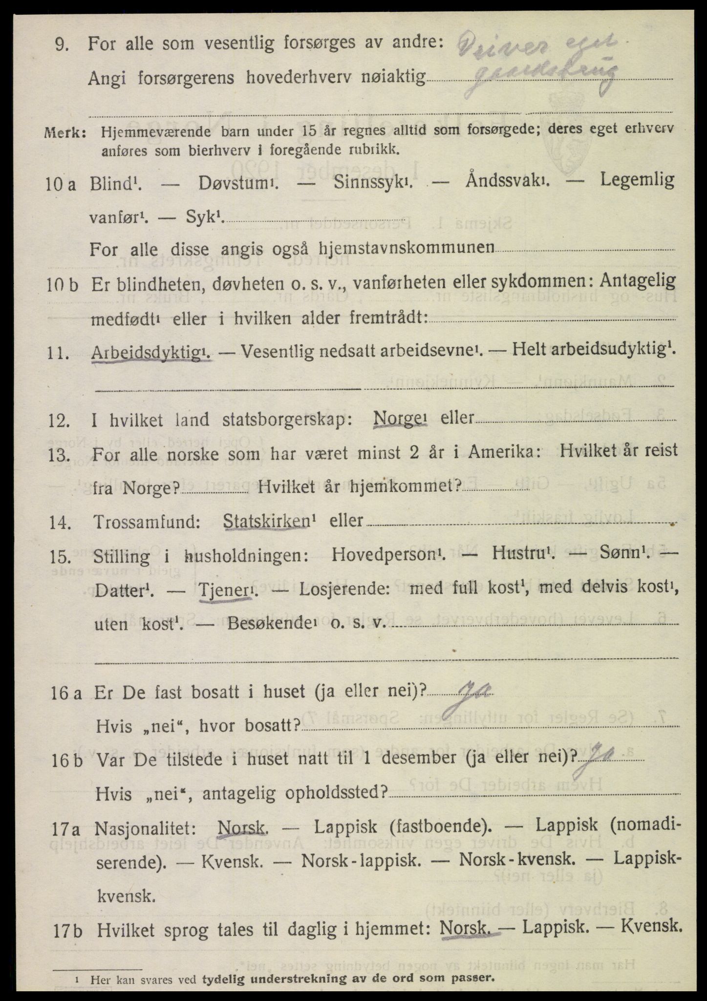 SAT, 1920 census for Vefsn, 1920, p. 10328