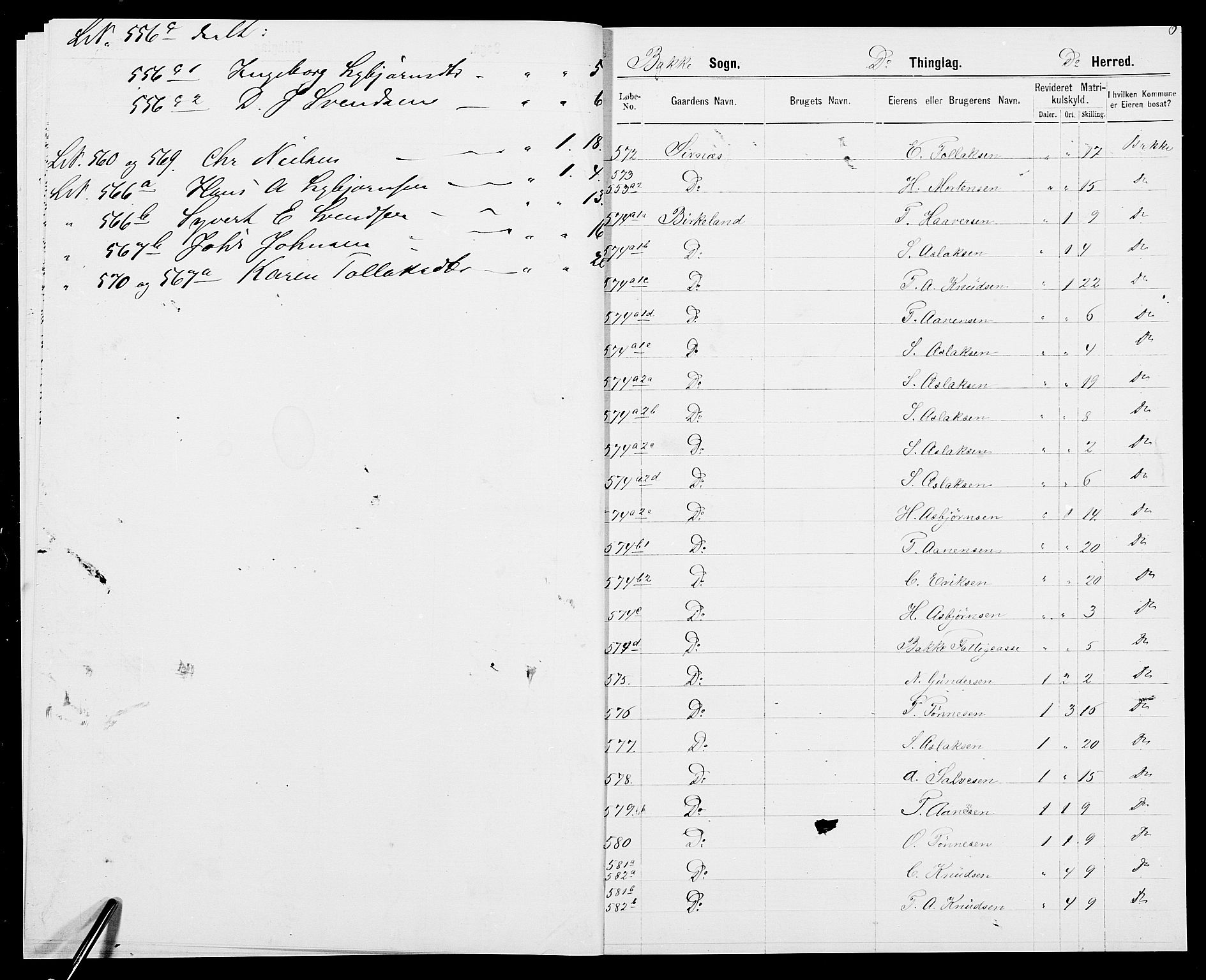 SAK, 1875 census for 1045P Bakke, 1875, p. 9