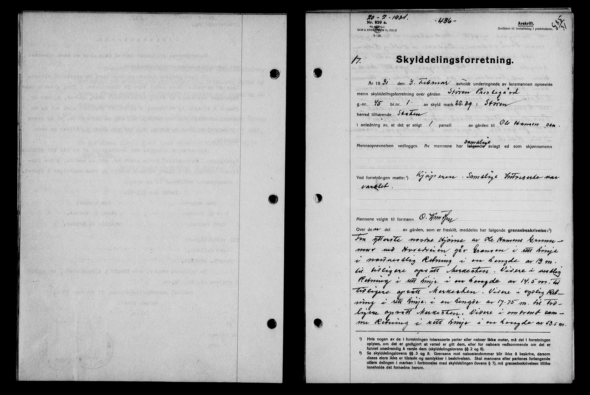 Gauldal sorenskriveri, SAT/A-0014/1/2/2C/L0041: Mortgage book no. 42-43, 1930-1931, Deed date: 20.02.1931