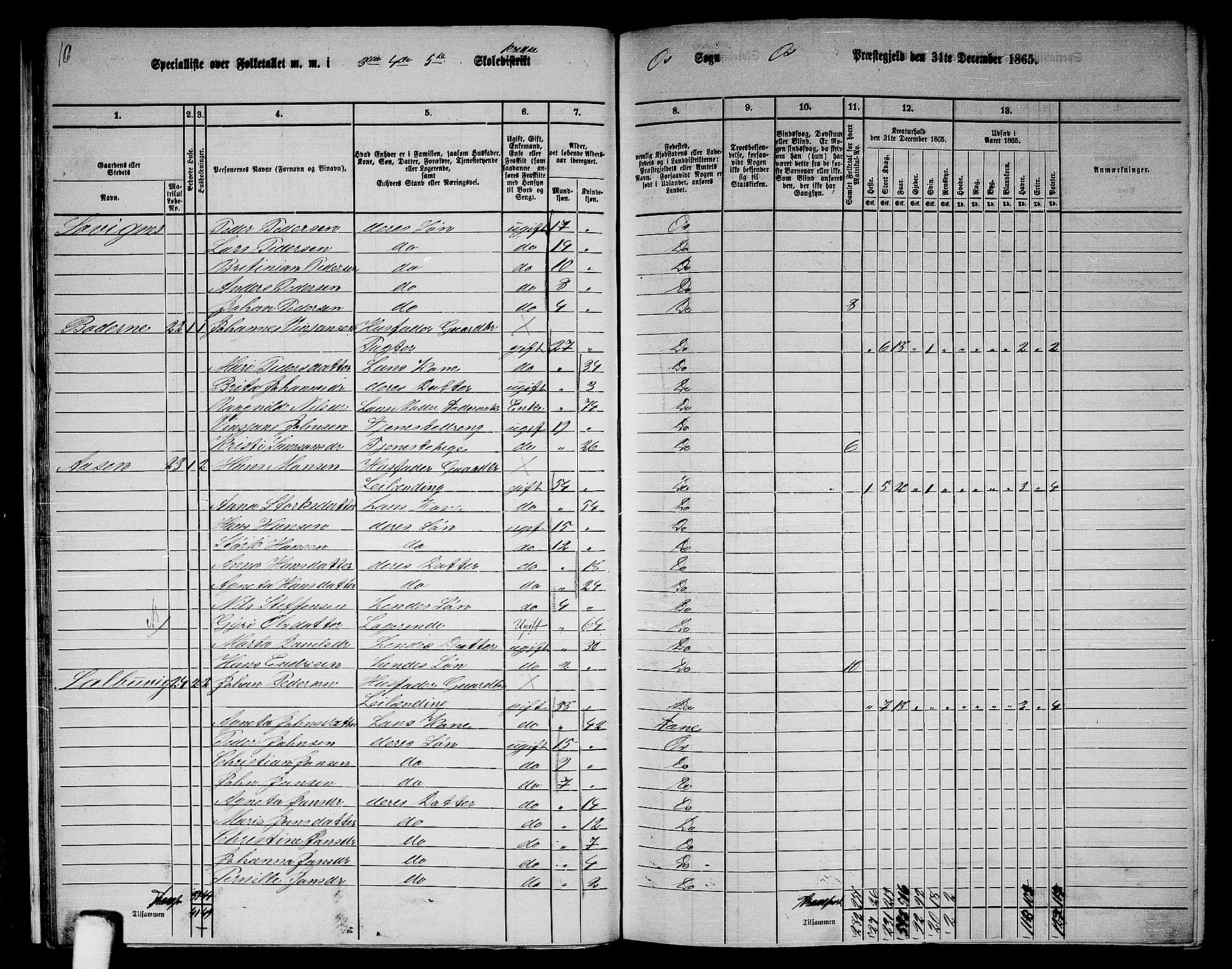 RA, 1865 census for Os, 1865, p. 21