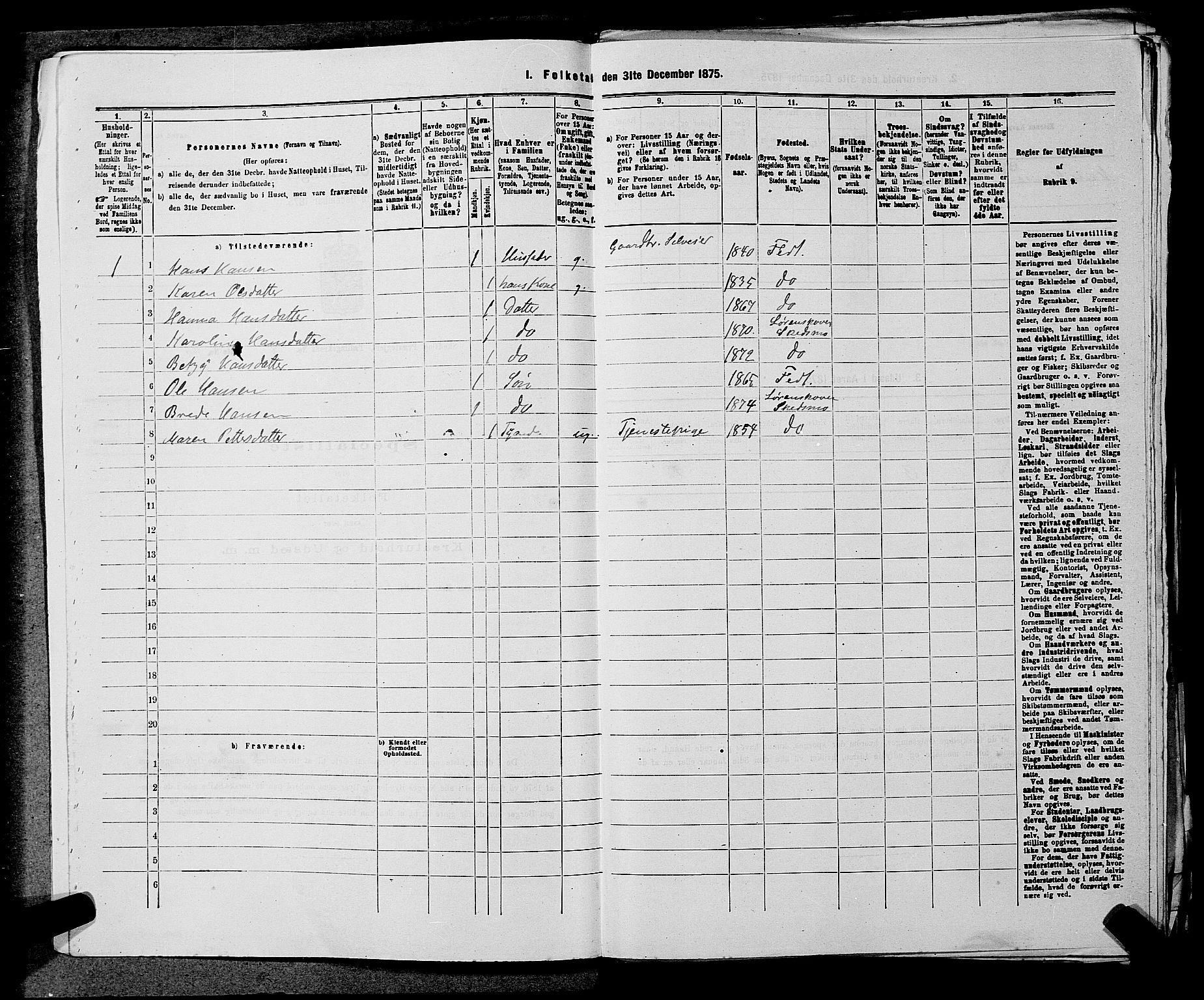 RA, 1875 census for 0231P Skedsmo, 1875, p. 1133