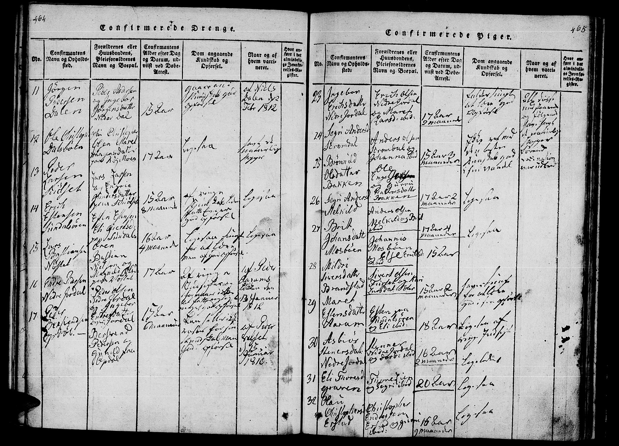 Ministerialprotokoller, klokkerbøker og fødselsregistre - Møre og Romsdal, SAT/A-1454/590/L1009: Parish register (official) no. 590A03 /1, 1819-1832, p. 464-465