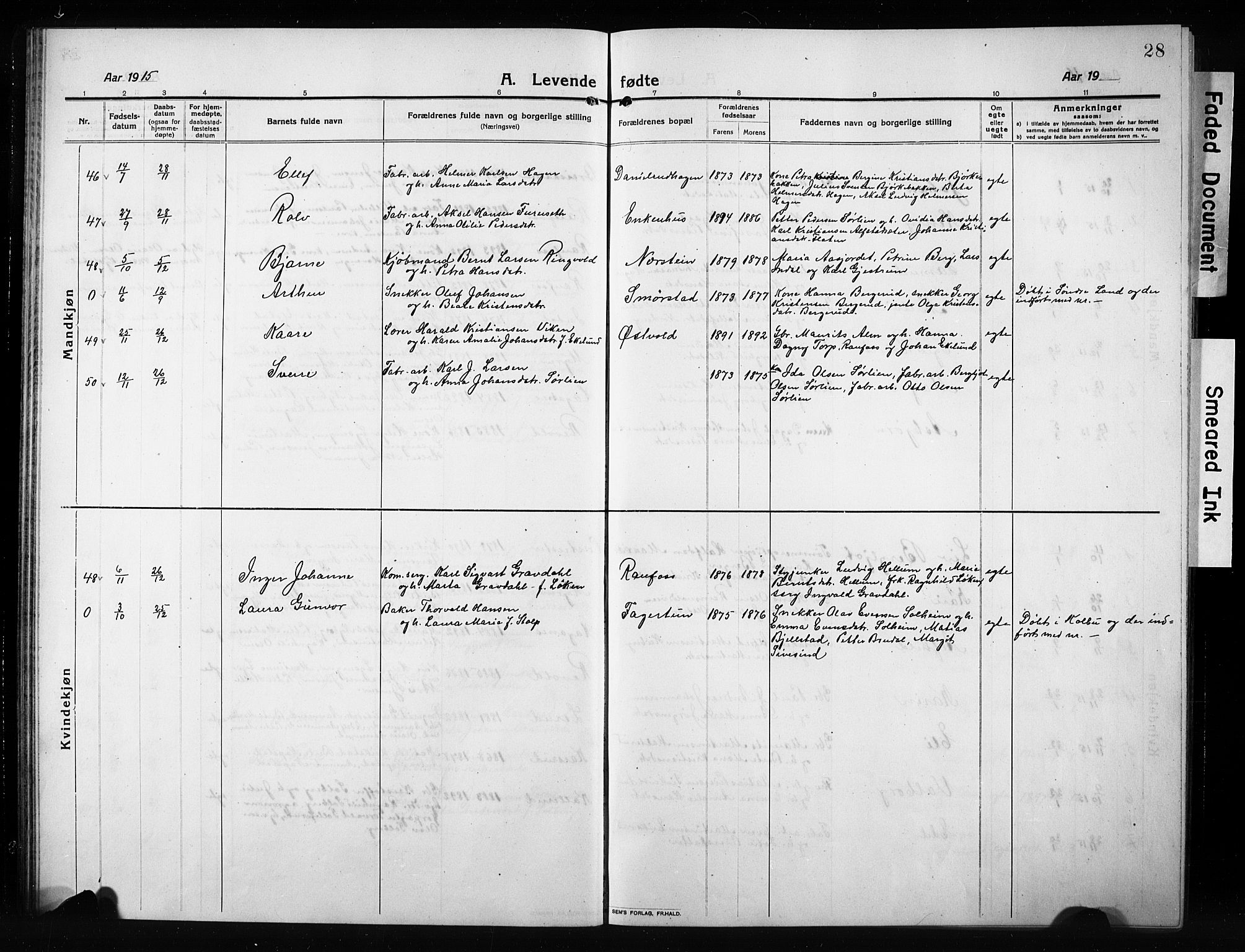 Vestre Toten prestekontor, SAH/PREST-108/H/Ha/Hab/L0012: Parish register (copy) no. 12, 1909-1928, p. 28