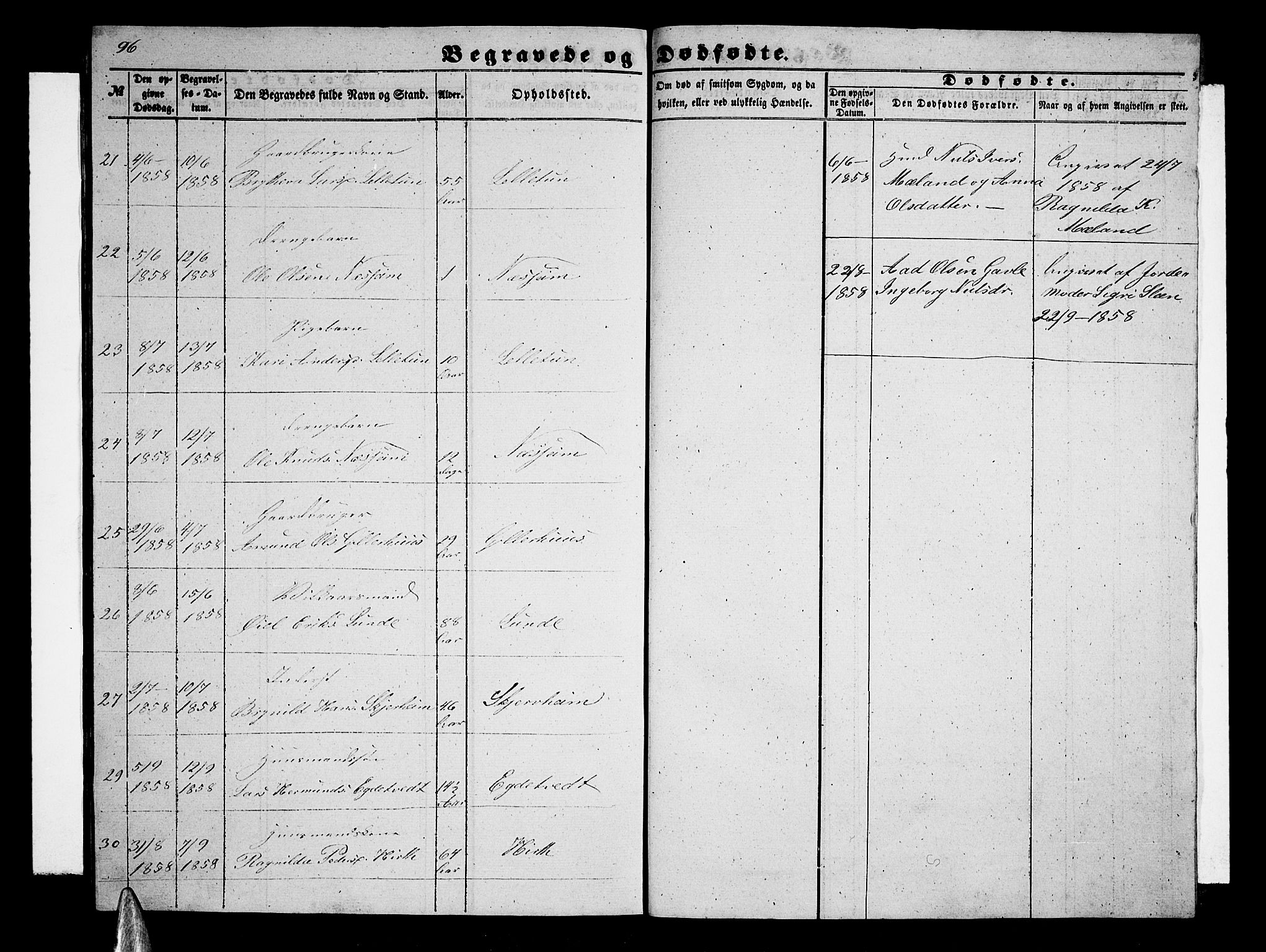 Vossestrand Sokneprestembete, AV/SAB-A-79101/H/Hab: Parish register (copy) no. B 1, 1855-1867, p. 96