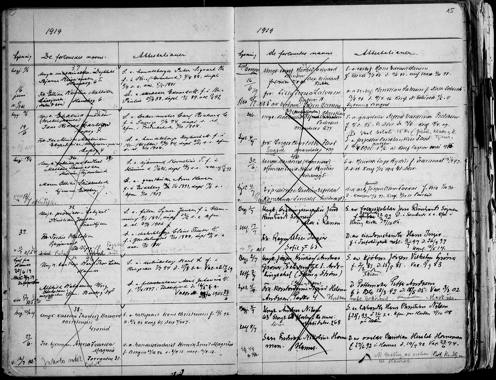 Gamle Aker prestekontor Kirkebøker, AV/SAO-A-10617a/H/L0005: Banns register no. 5, 1918-1930, p. 15