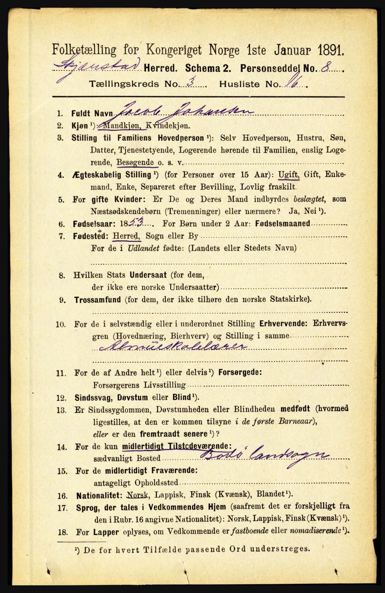 RA, 1891 census for 1842 Skjerstad, 1891, p. 836