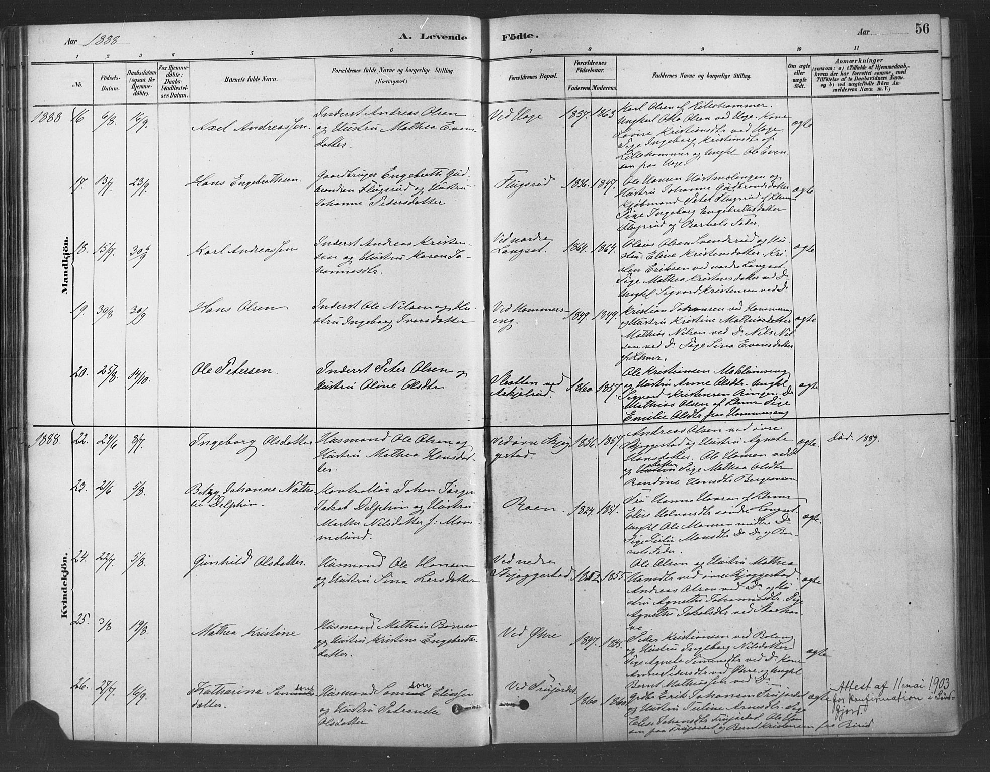 Fåberg prestekontor, AV/SAH-PREST-086/H/Ha/Haa/L0009: Parish register (official) no. 9, 1879-1898, p. 56