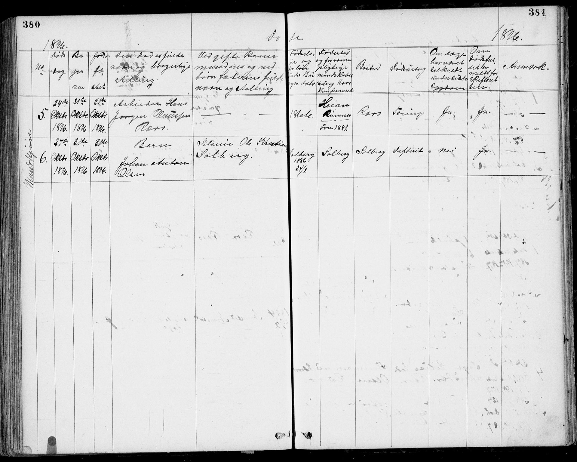 Ramnes kirkebøker, AV/SAKO-A-314/G/Gb/L0001: Parish register (copy) no. II 1, 1869-1904, p. 380-381