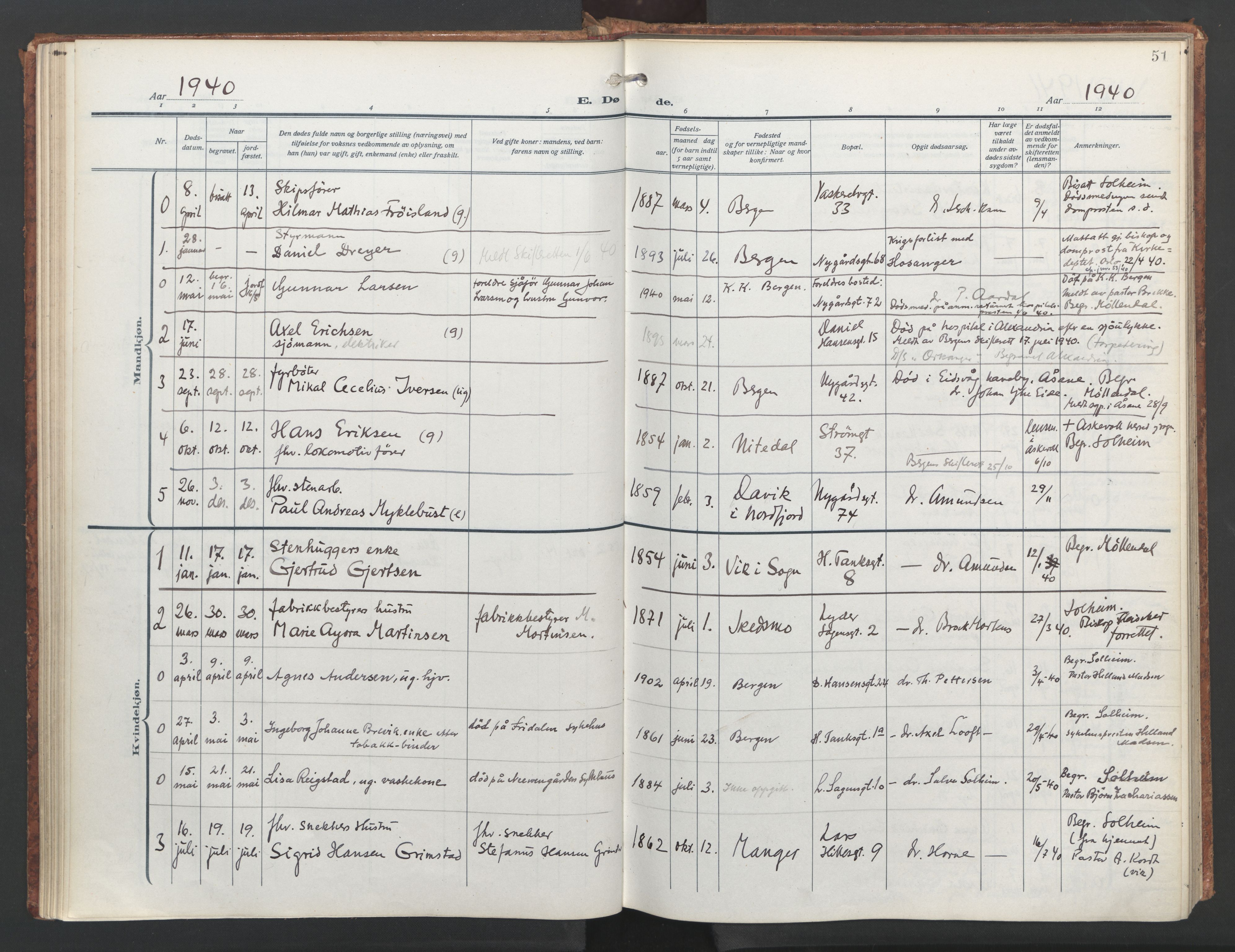 St. Jacob sokneprestembete, AV/SAB-A-78001/H/Haa/L0009: Parish register (official) no. D 1, 1917-1972, p. 51