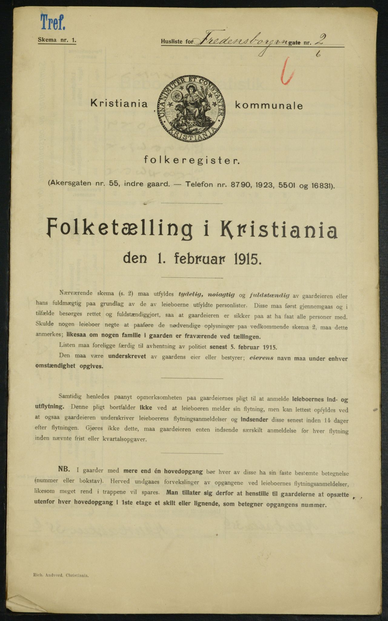 OBA, Municipal Census 1915 for Kristiania, 1915, p. 25030