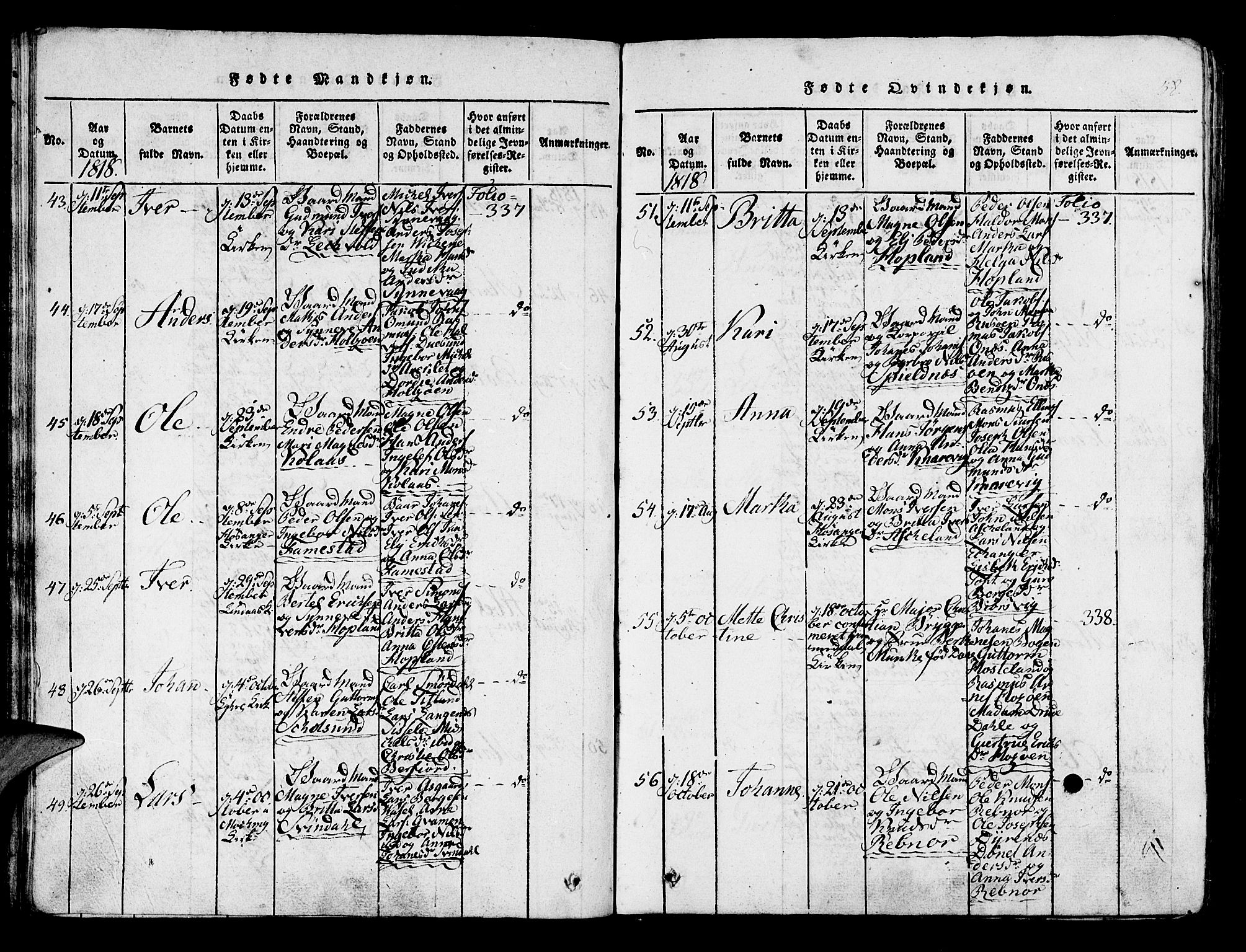 Lindås Sokneprestembete, AV/SAB-A-76701/H/Haa/Haaa/L0007: Parish register (official) no. A 7, 1816-1823, p. 38