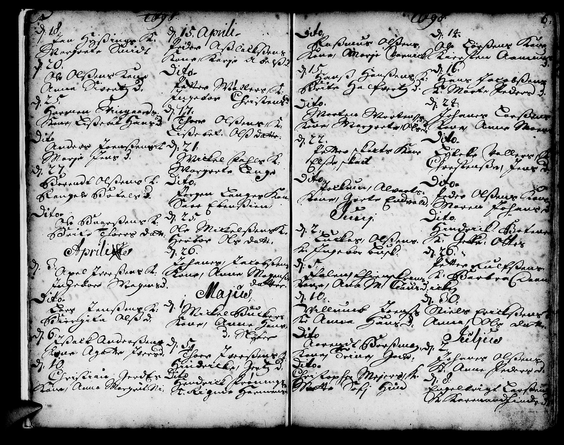 Korskirken sokneprestembete, SAB/A-76101/H/Haa/L0008: Parish register (official) no. A 8, 1698-1747, p. 5-6