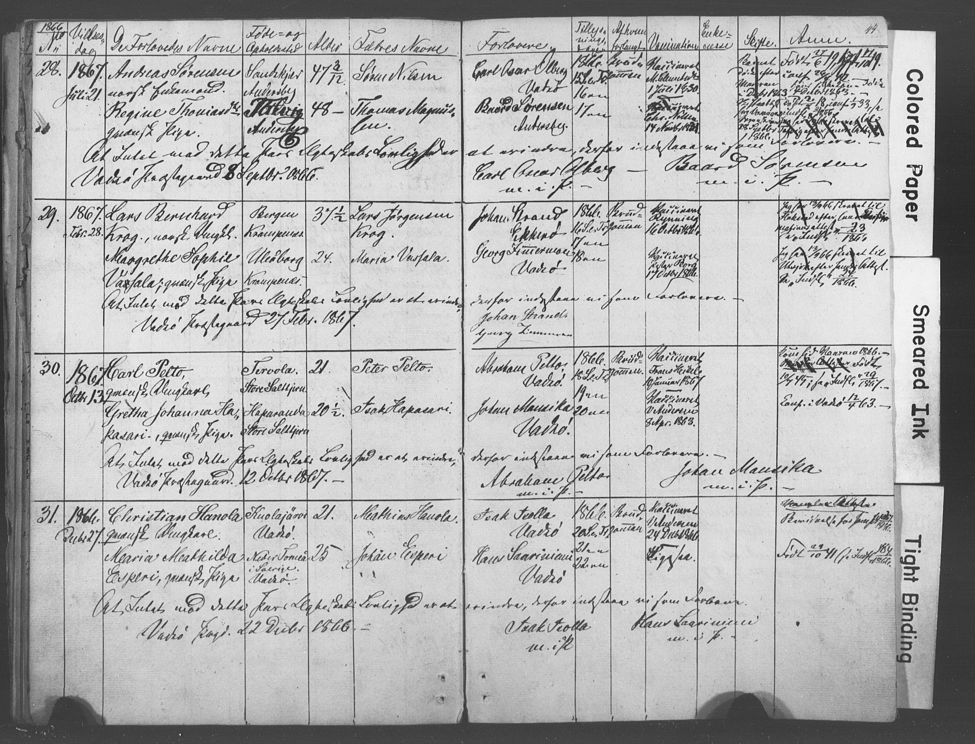 Vadsø sokneprestkontor, AV/SATØ-S-1325/I/Ic/L0026/0002: Banns register no. 26.2, 1863-1867, p. 44