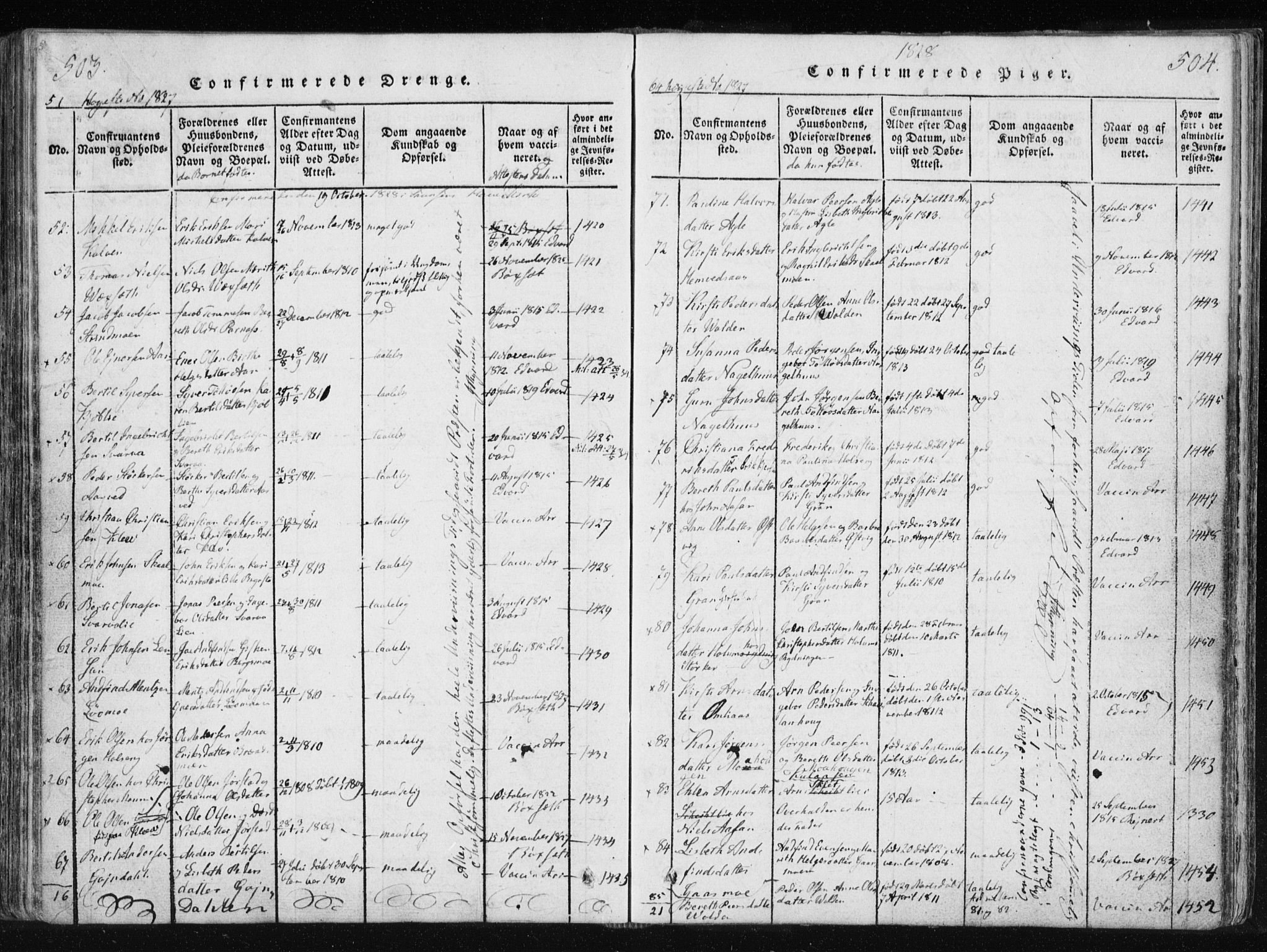 Ministerialprotokoller, klokkerbøker og fødselsregistre - Nord-Trøndelag, SAT/A-1458/749/L0469: Parish register (official) no. 749A03, 1817-1857, p. 503-504