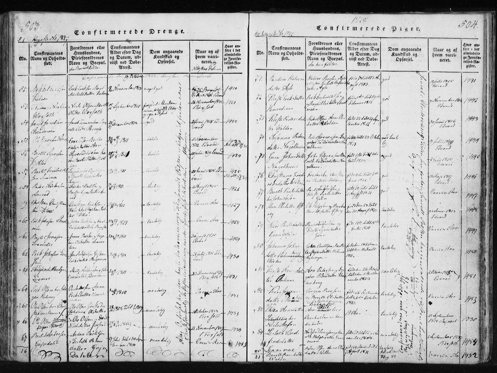 Ministerialprotokoller, klokkerbøker og fødselsregistre - Nord-Trøndelag, AV/SAT-A-1458/749/L0469: Parish register (official) no. 749A03, 1817-1857, p. 503-504