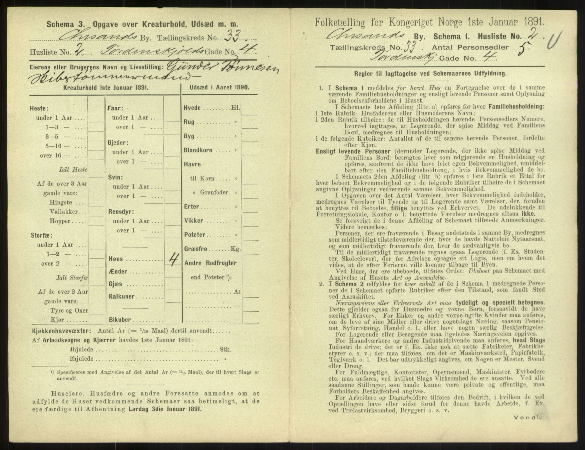 RA, 1891 census for 1001 Kristiansand, 1891, p. 1780