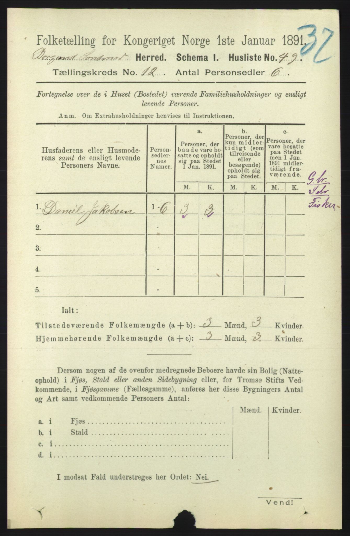 RA, 1891 census for 1531 Borgund, 1891, p. 3188