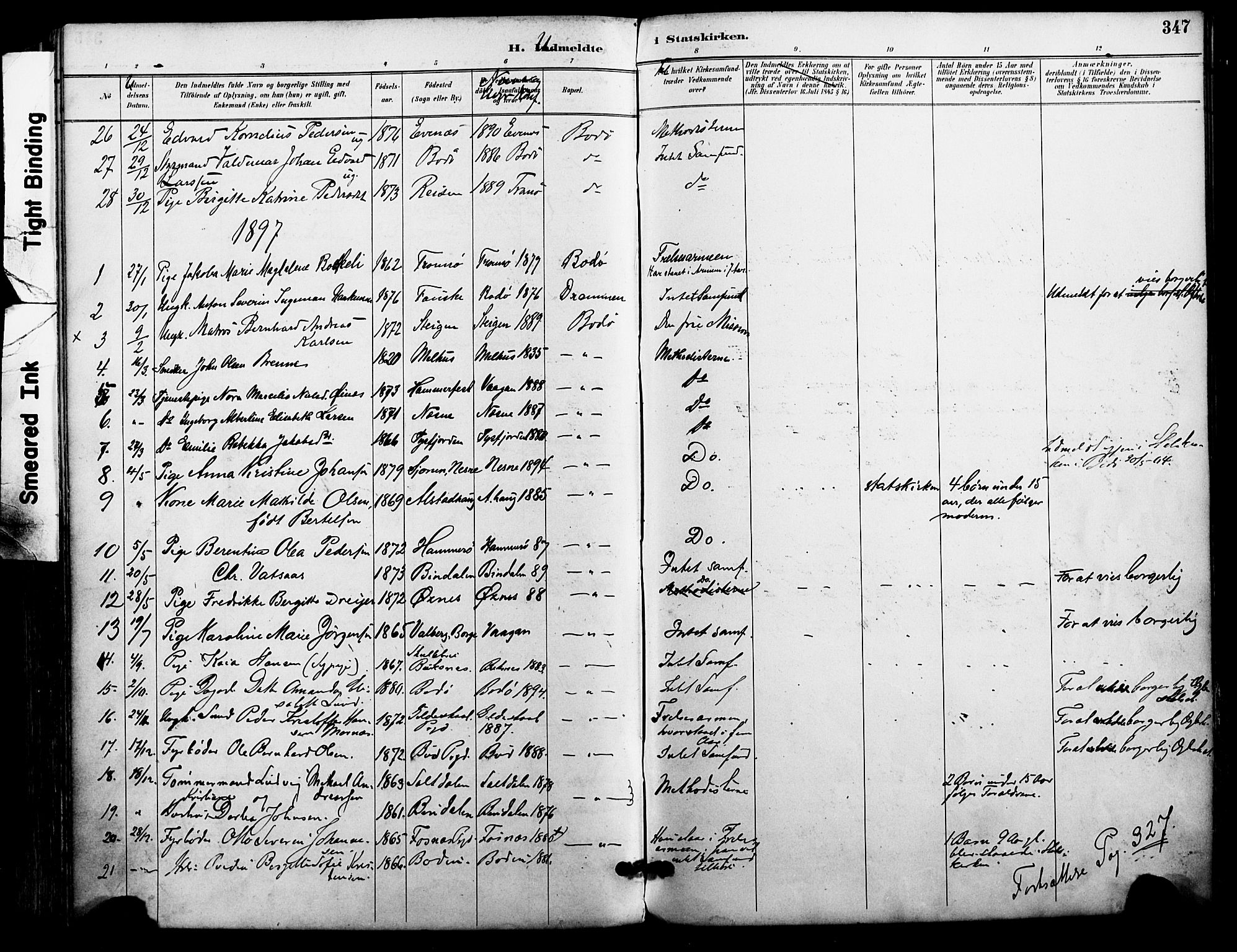 Ministerialprotokoller, klokkerbøker og fødselsregistre - Nordland, SAT/A-1459/801/L0010: Parish register (official) no. 801A10, 1888-1899, p. 347