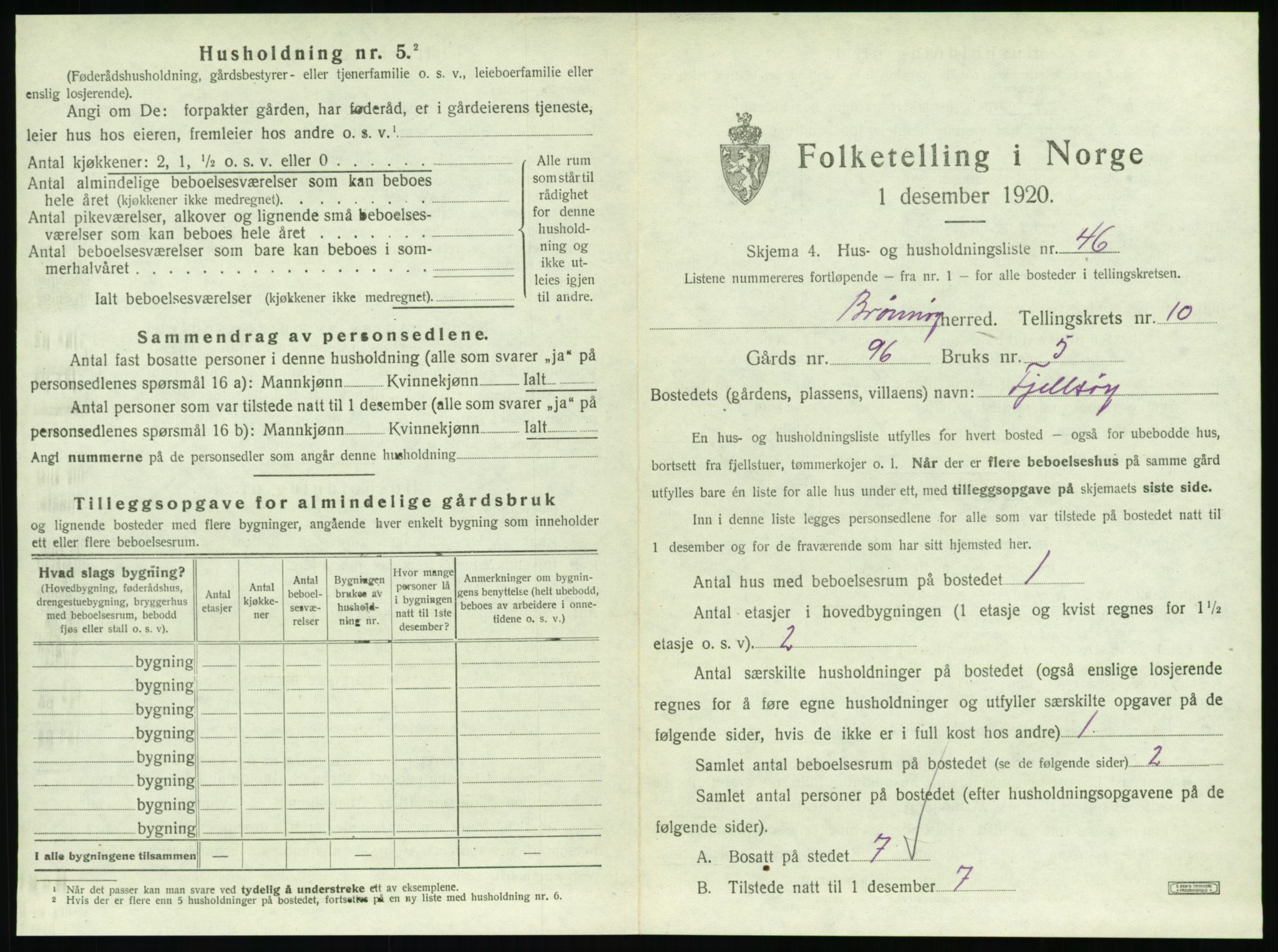 SAT, 1920 census for Brønnøy, 1920, p. 1066