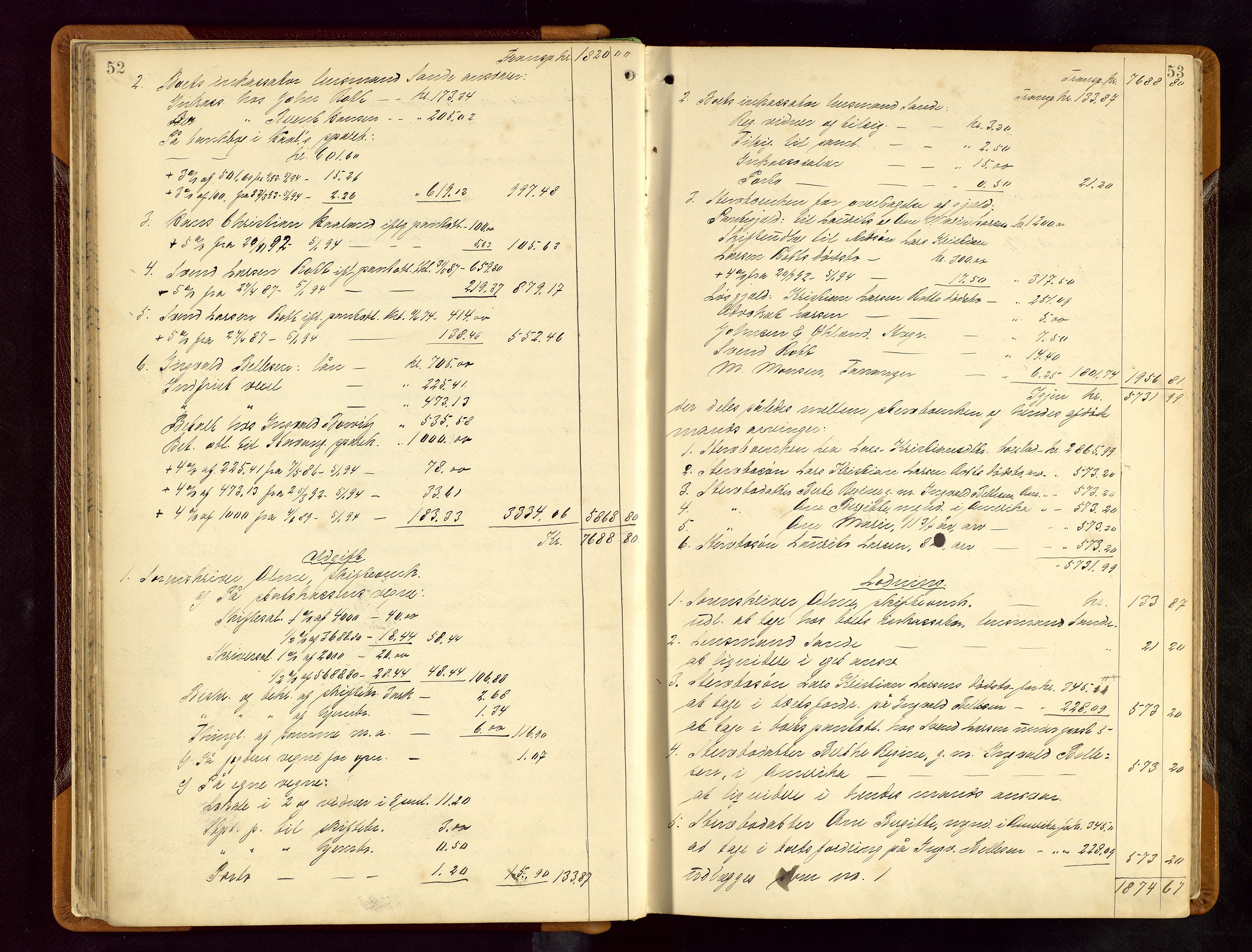 Jæren sorenskriveri, AV/SAST-A-100310/01/5/50/50BB/L0005: SKIFTEUTLODNINGSPROTOKOLL, 1893-1900, p. 52-53