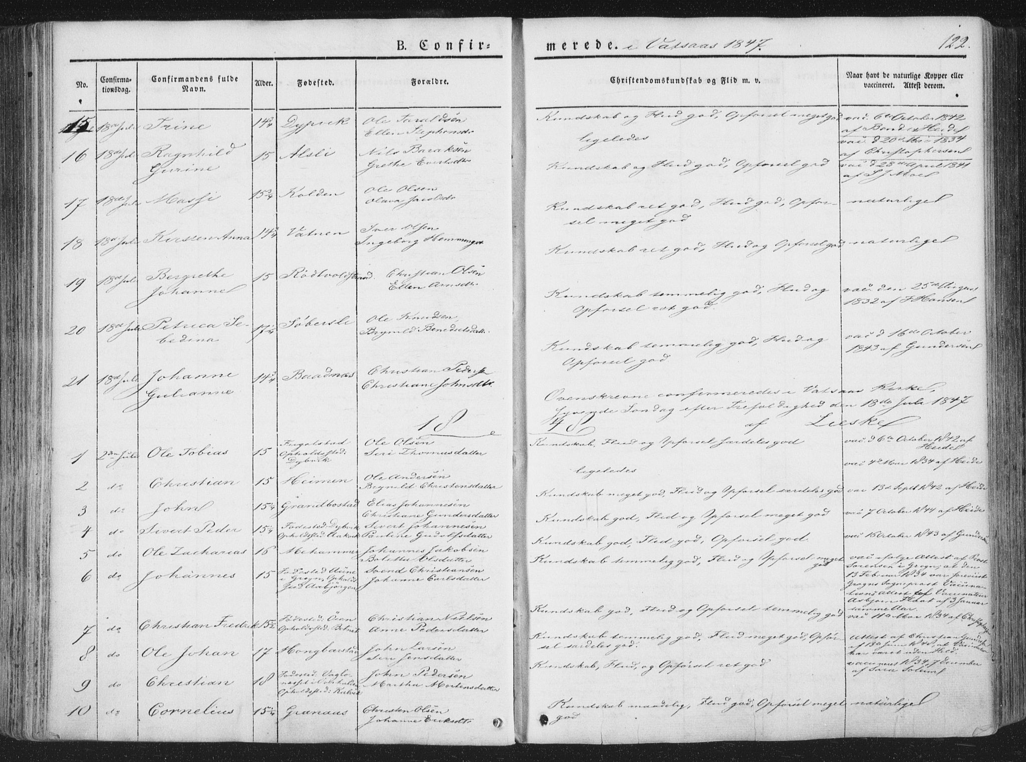 Ministerialprotokoller, klokkerbøker og fødselsregistre - Nordland, AV/SAT-A-1459/810/L0144: Parish register (official) no. 810A07 /1, 1841-1862, p. 122