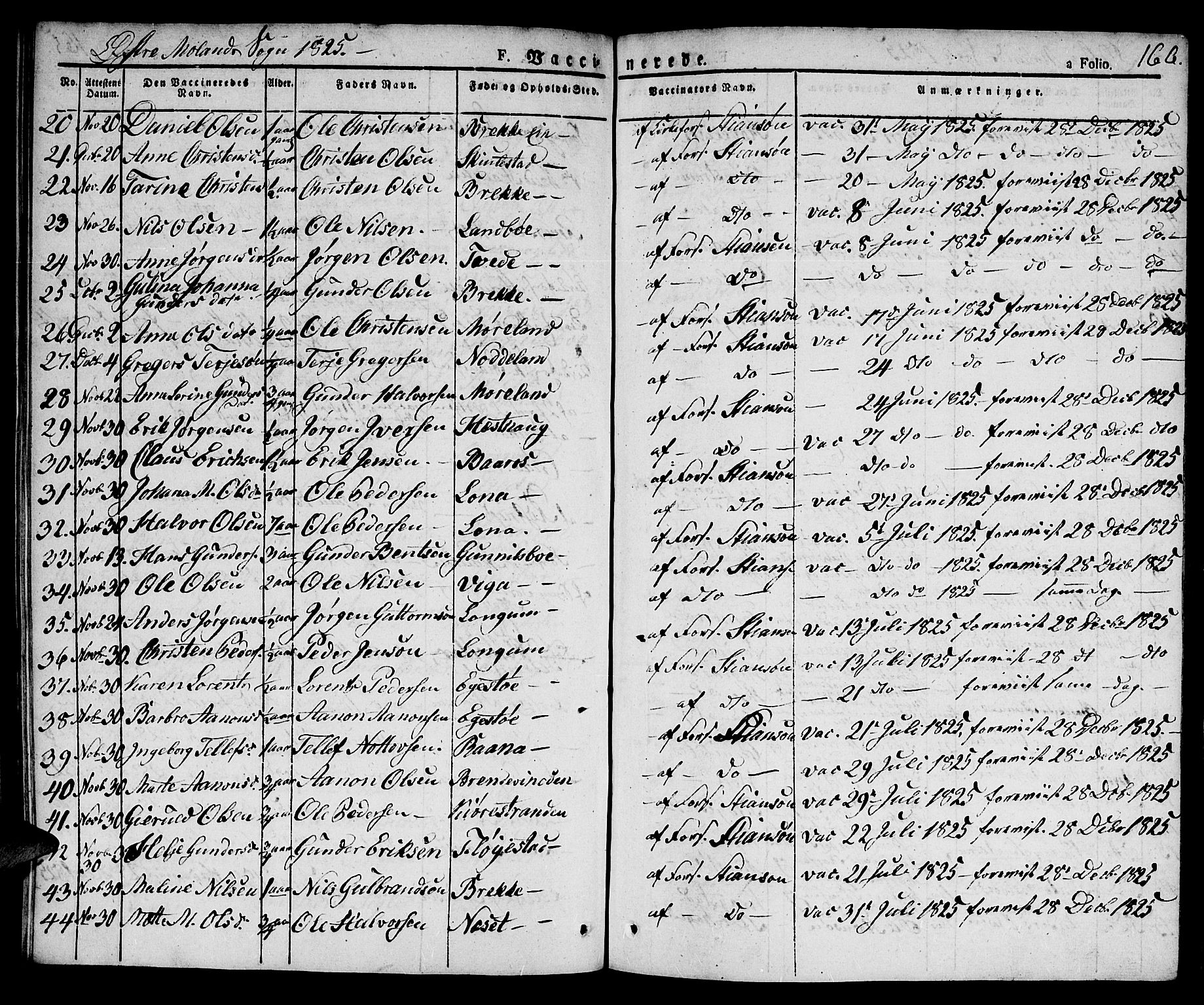 Austre Moland sokneprestkontor, SAK/1111-0001/F/Fa/Faa/L0005: Parish register (official) no. A 5, 1825-1837, p. 166