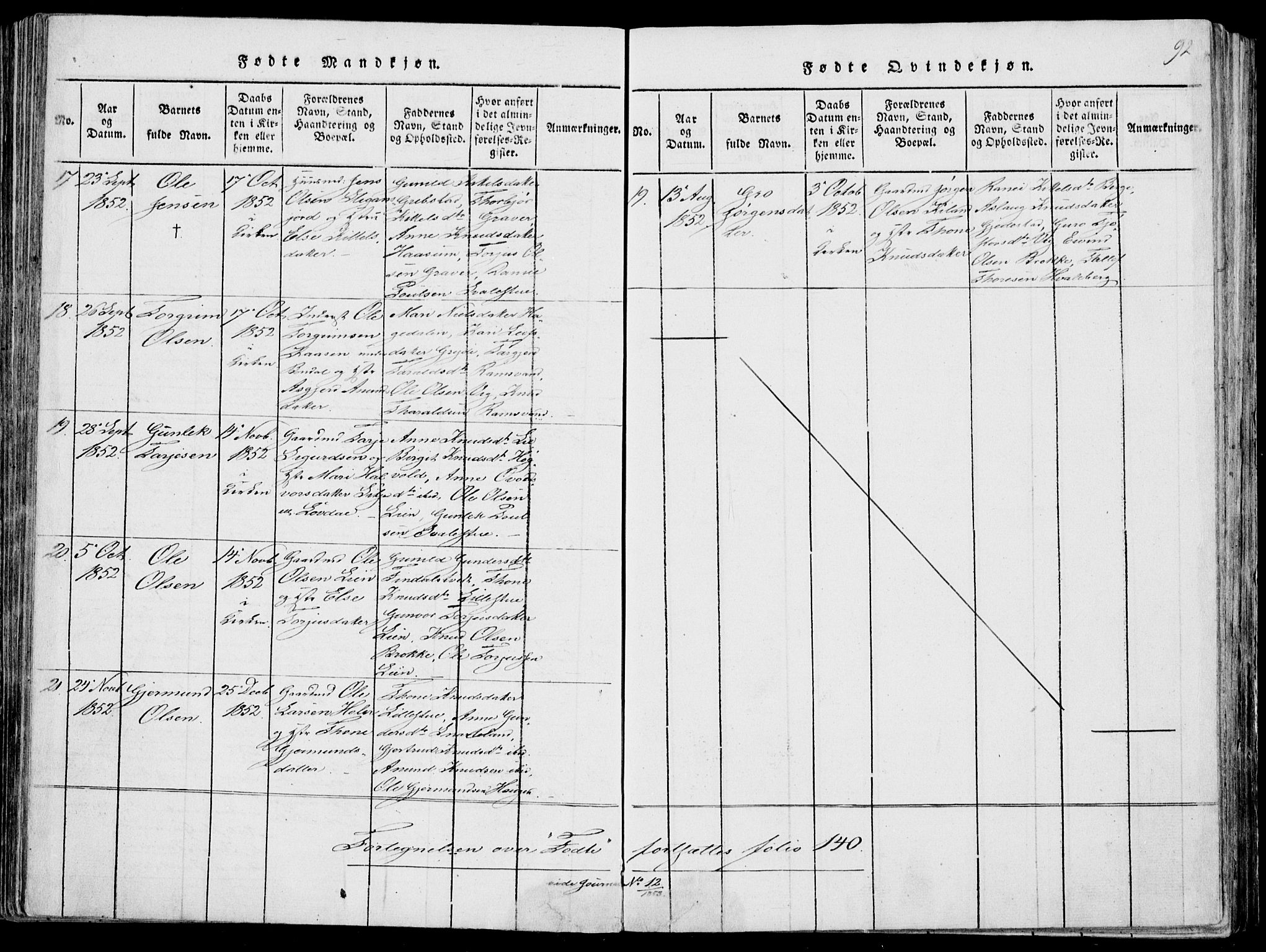 Fyresdal kirkebøker, SAKO/A-263/F/Fa/L0004: Parish register (official) no. I 4, 1815-1854, p. 92