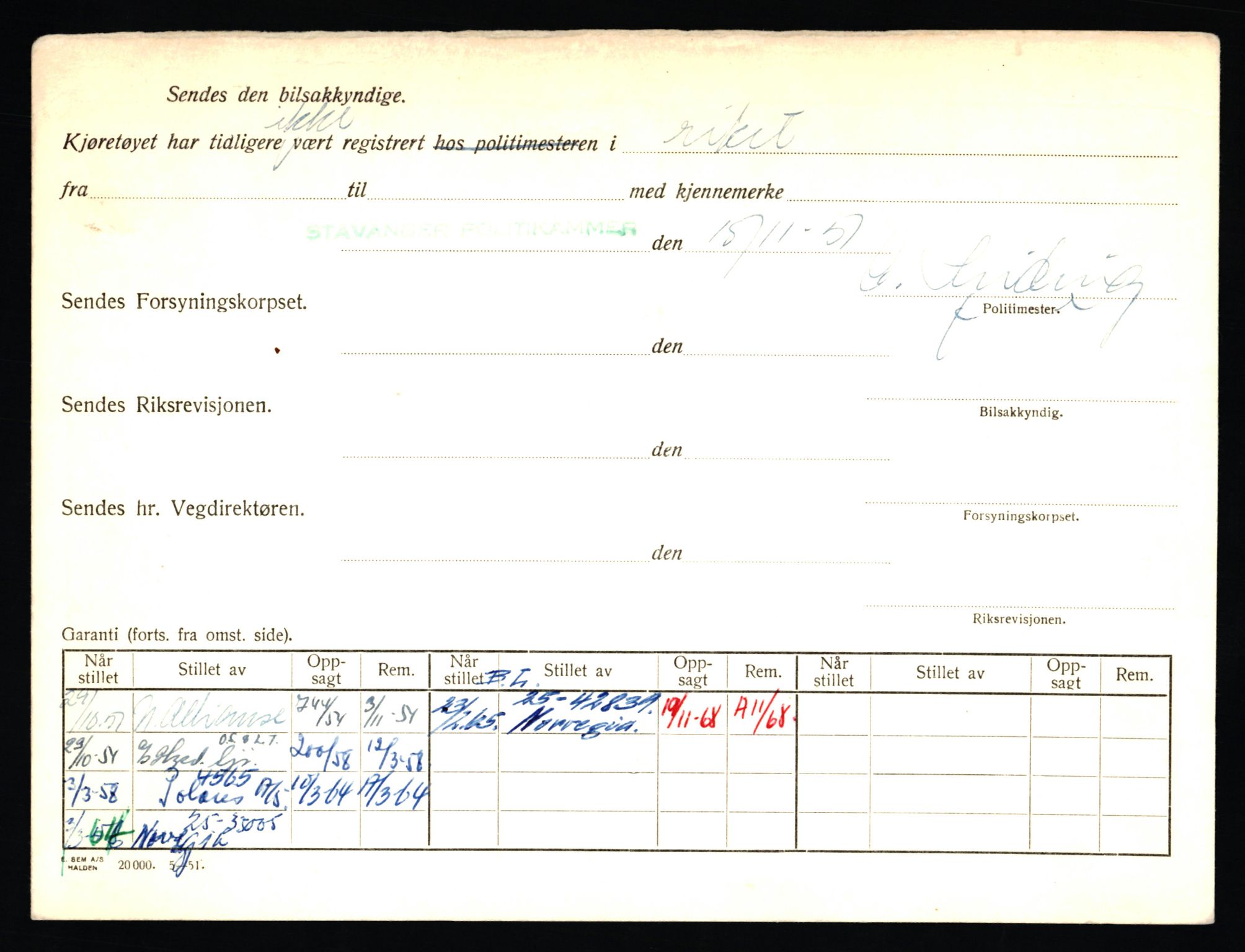 Stavanger trafikkstasjon, AV/SAST-A-101942/0/F/L0009: L-3000 - L-3349, 1930-1971, p. 122