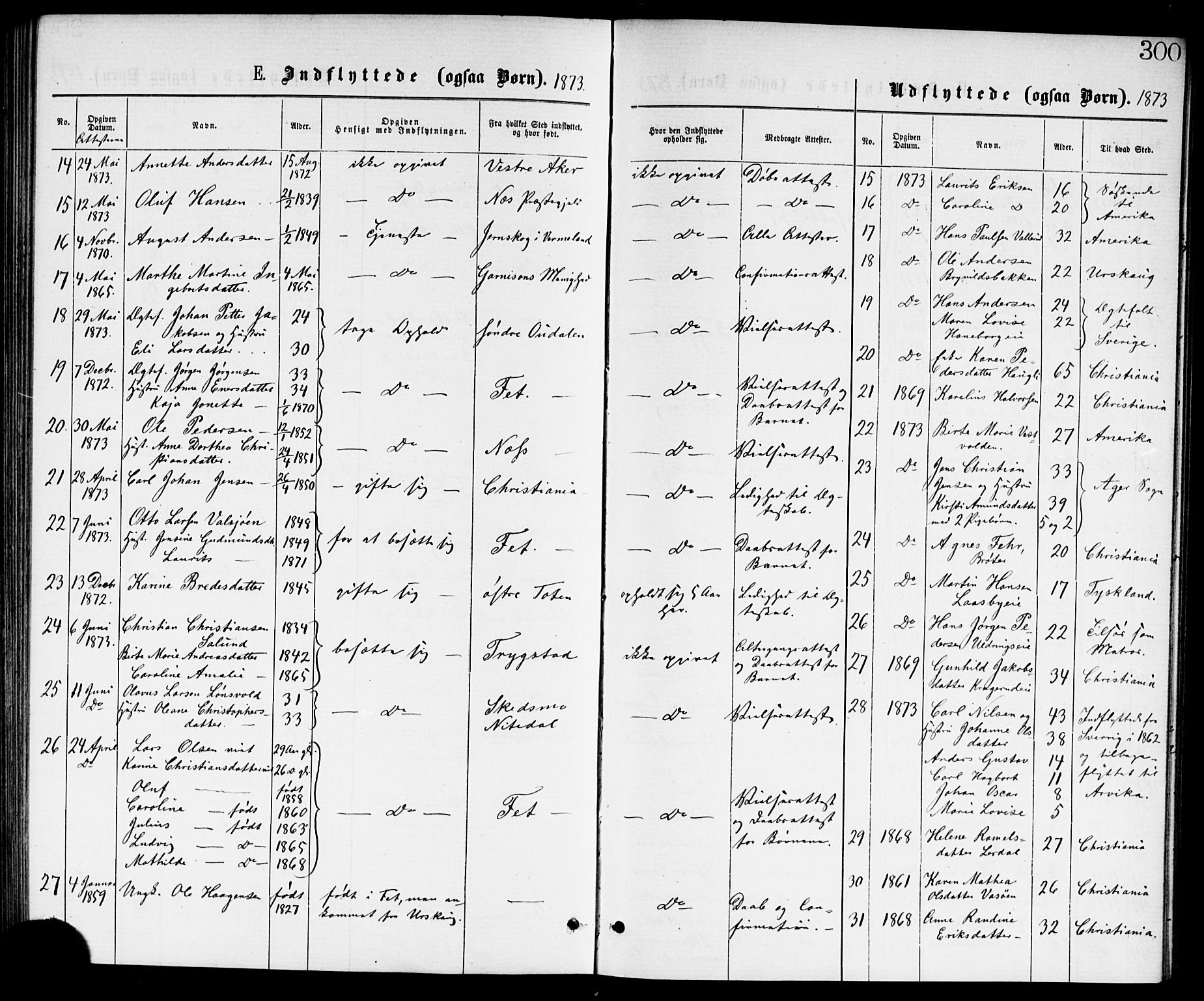 Skedsmo prestekontor Kirkebøker, SAO/A-10033a/G/Ga/L0003: Parish register (copy) no. I 3, 1873-1882, p. 300
