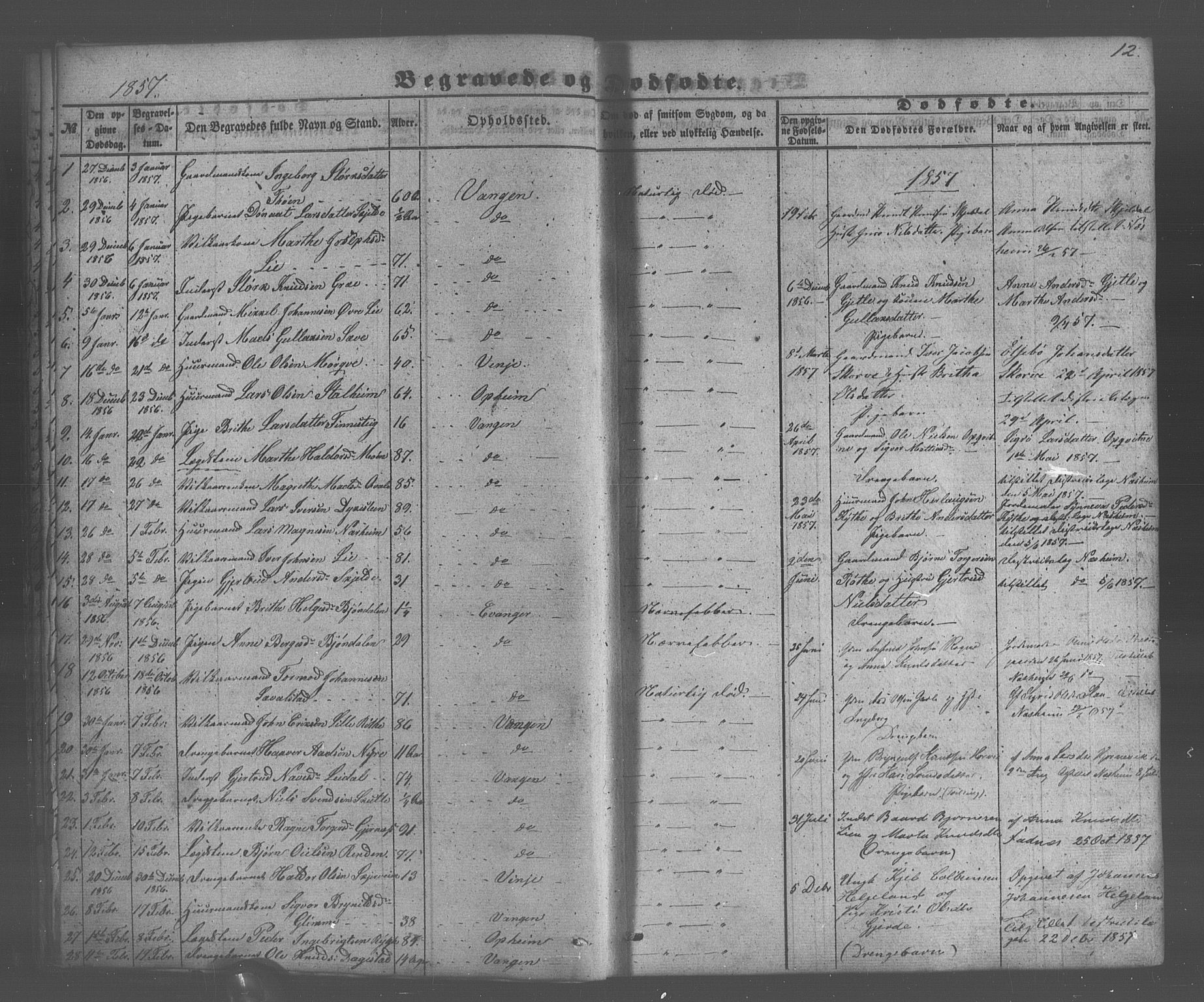 Voss sokneprestembete, SAB/A-79001/H/Haa: Parish register (official) no. A 20, 1855-1886, p. 12