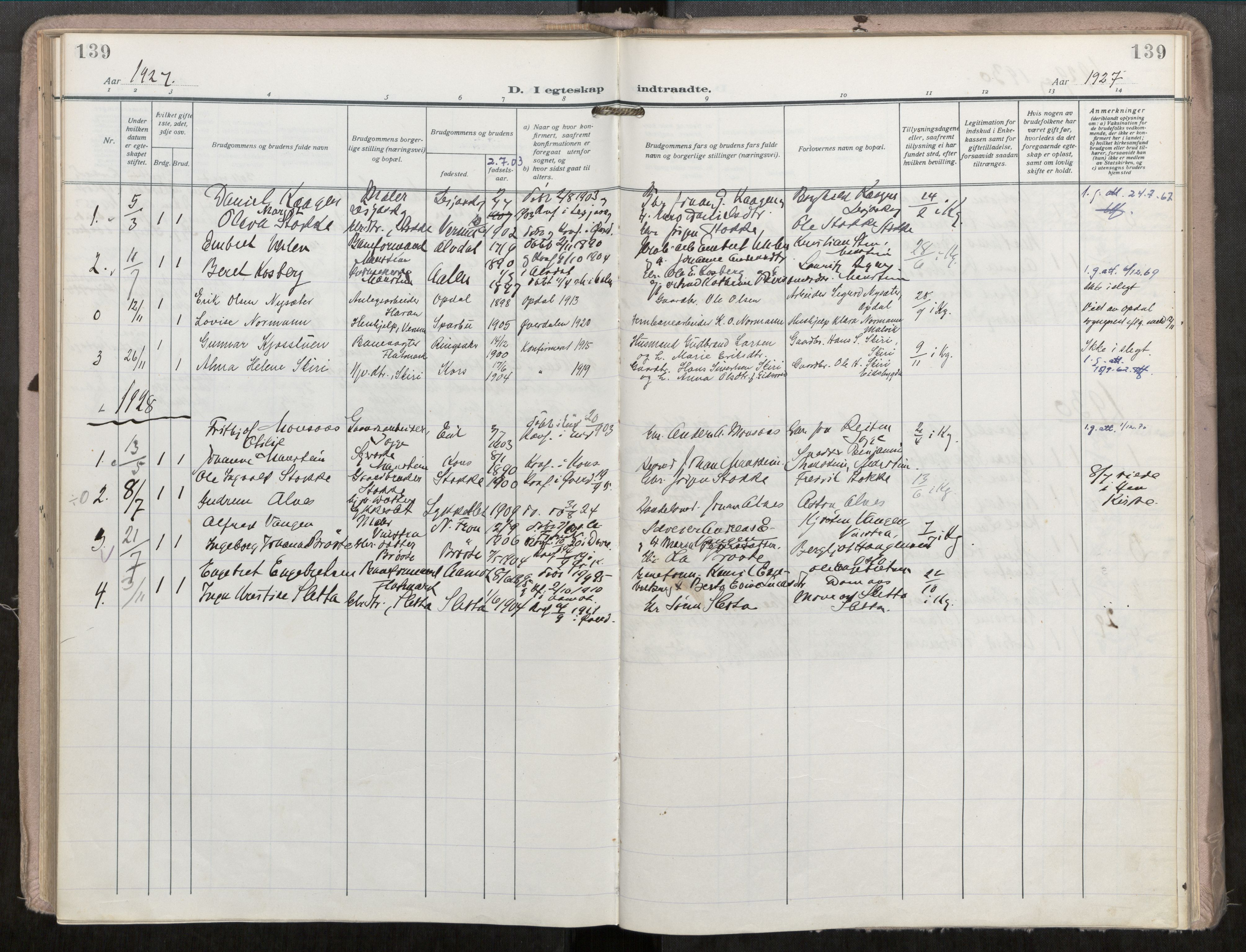 Ministerialprotokoller, klokkerbøker og fødselsregistre - Møre og Romsdal, AV/SAT-A-1454/546/L0601: Parish register (official) no. 546A04, 1919-1956, p. 139