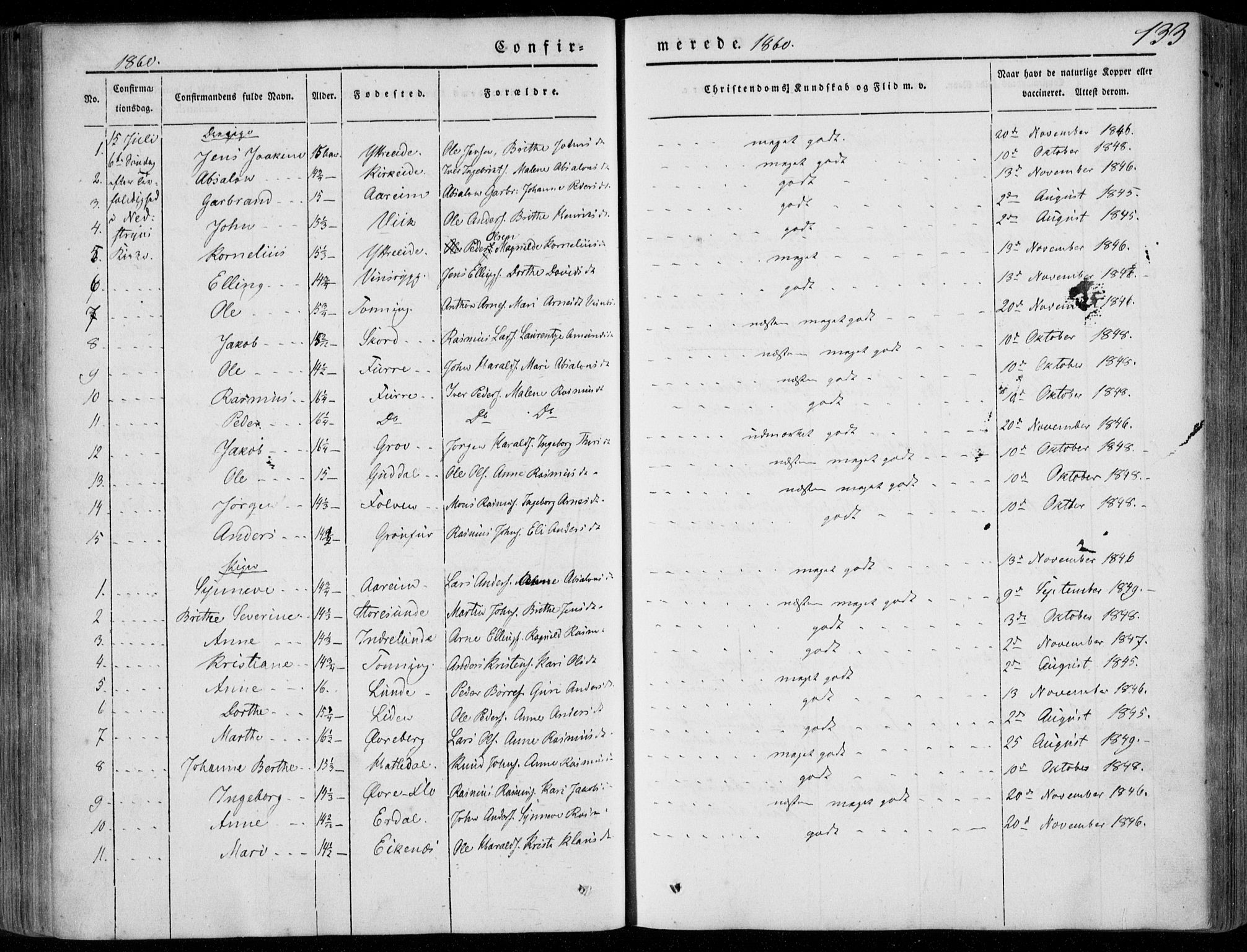 Stryn Sokneprestembete, SAB/A-82501: Parish register (official) no. A 2, 1844-1861, p. 133