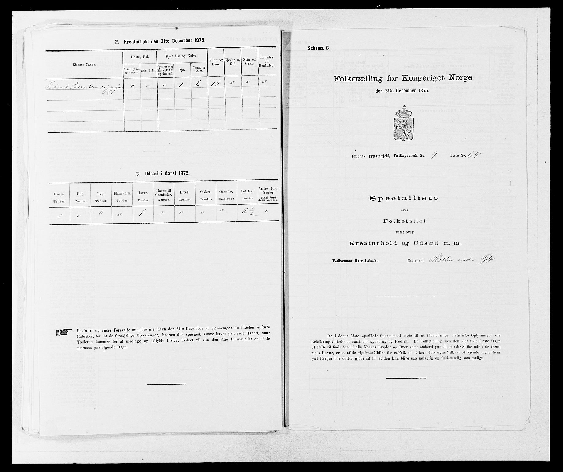 SAB, 1875 census for 1218P Finnås, 1875, p. 1103