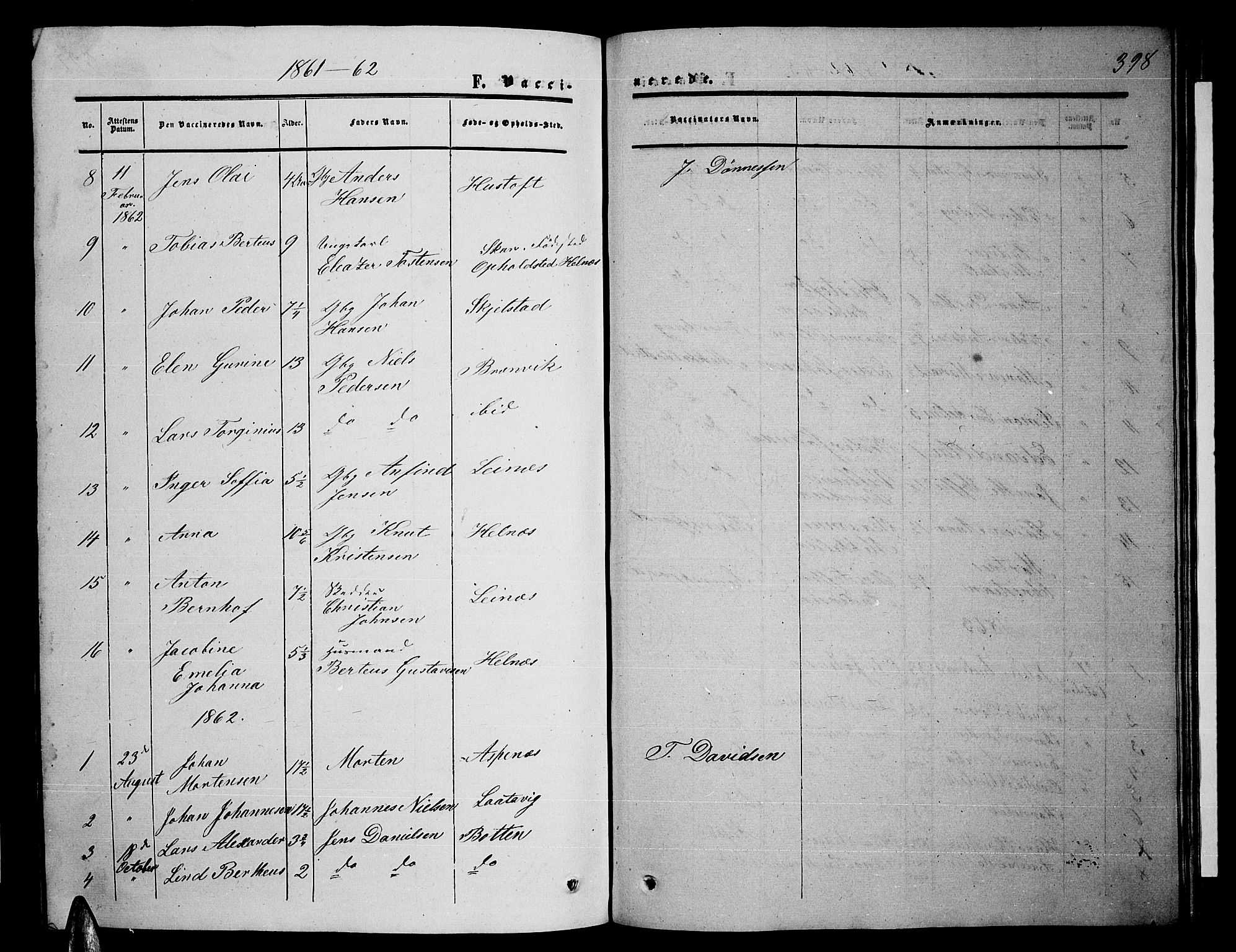 Ministerialprotokoller, klokkerbøker og fødselsregistre - Nordland, AV/SAT-A-1459/857/L0827: Parish register (copy) no. 857C02, 1852-1879, p. 398