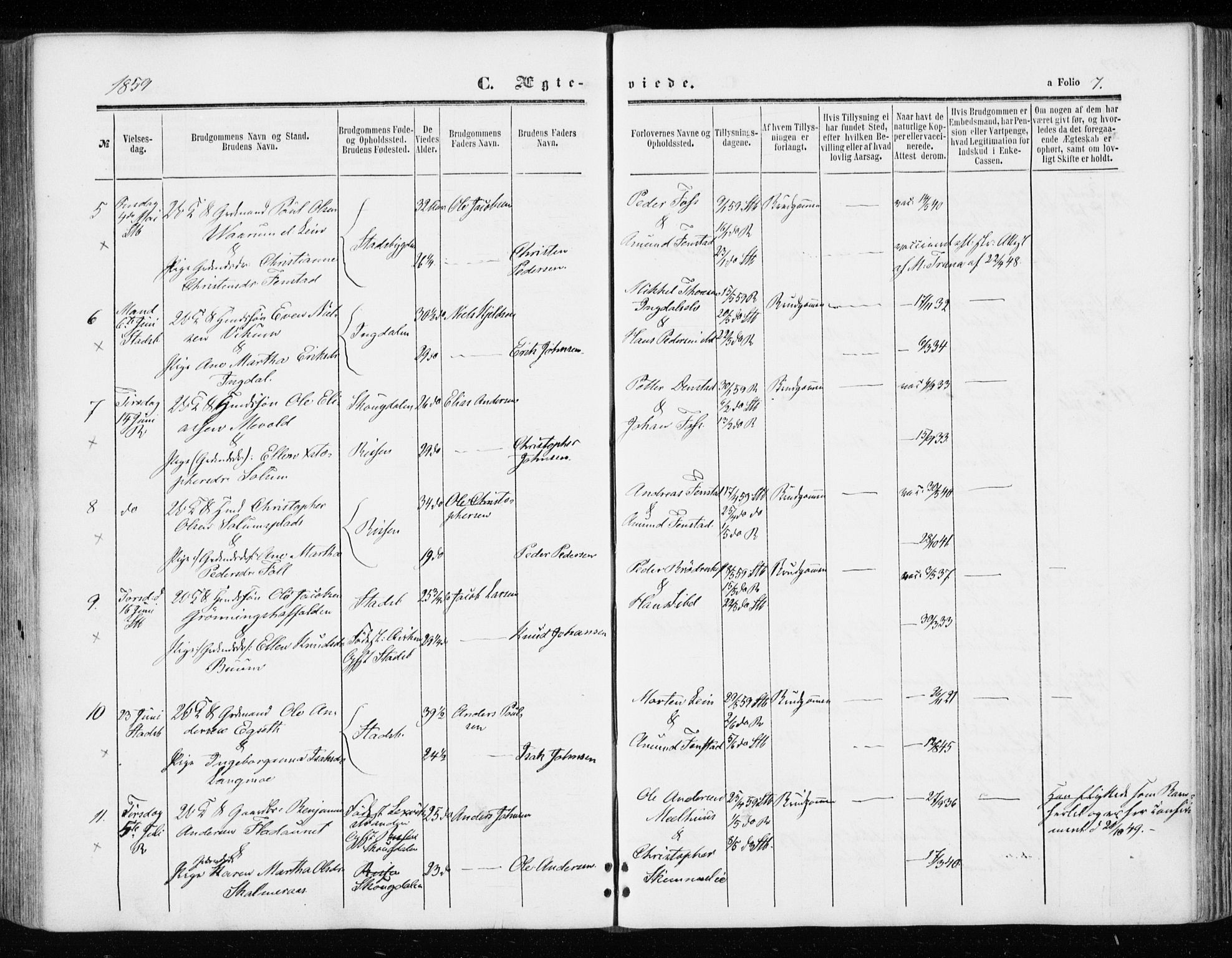 Ministerialprotokoller, klokkerbøker og fødselsregistre - Sør-Trøndelag, SAT/A-1456/646/L0612: Parish register (official) no. 646A10, 1858-1869, p. 7