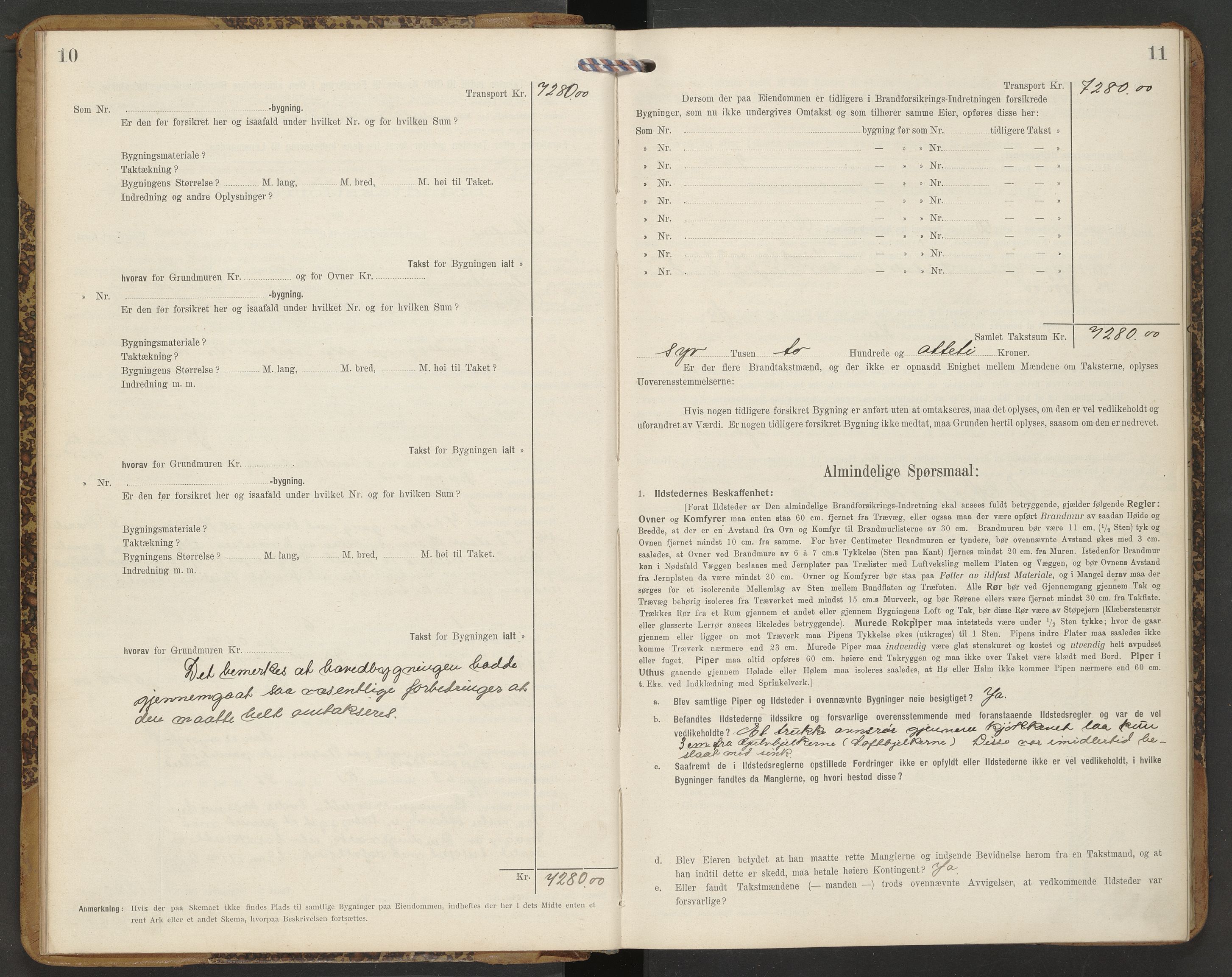 Norges Brannkasse Strinda, AV/SAT-A-5516/Fb/L0005: Branntakstprotokoll, 1913-1918