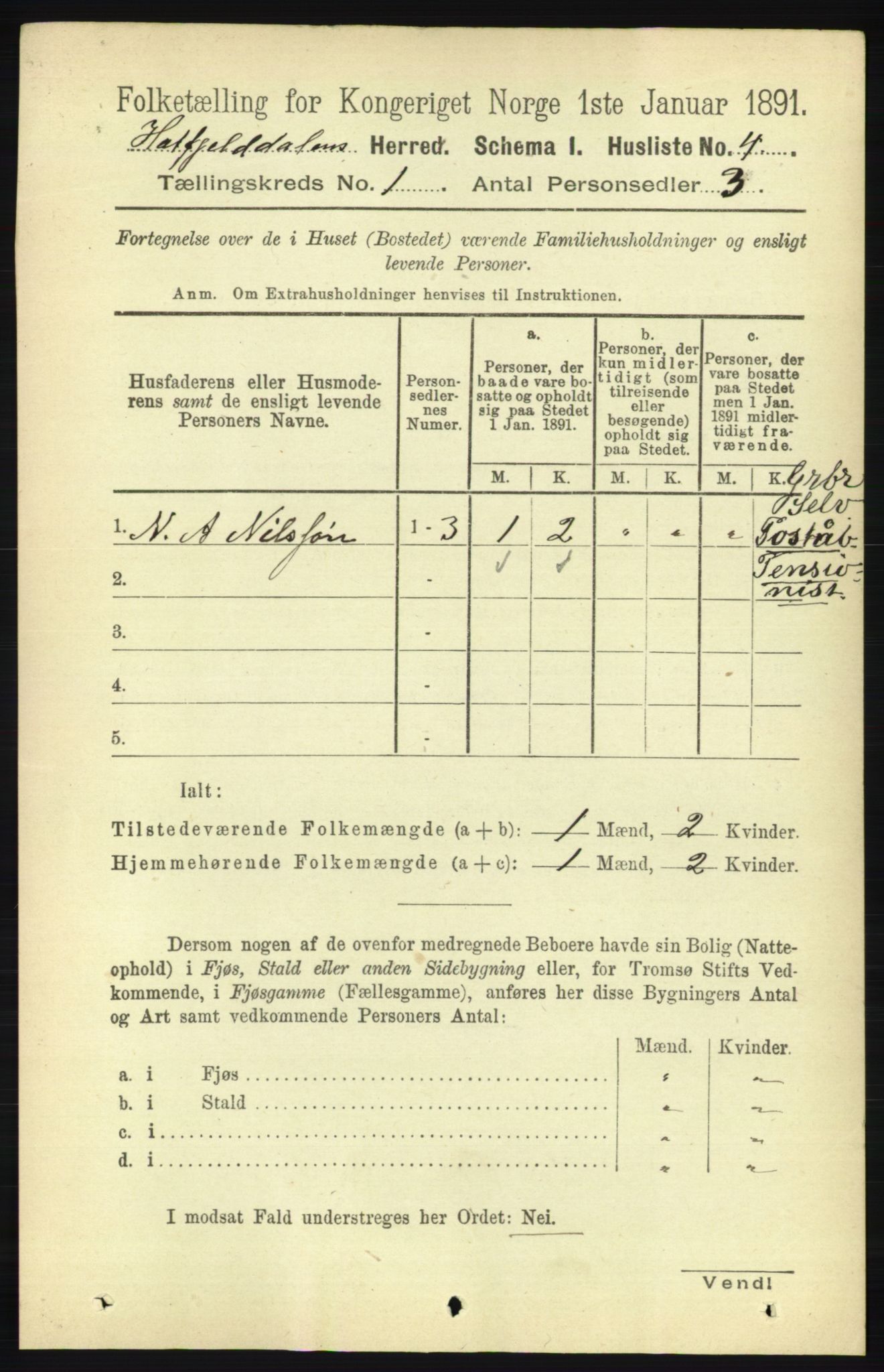 RA, 1891 census for 1826 Hattfjelldal, 1891, p. 21