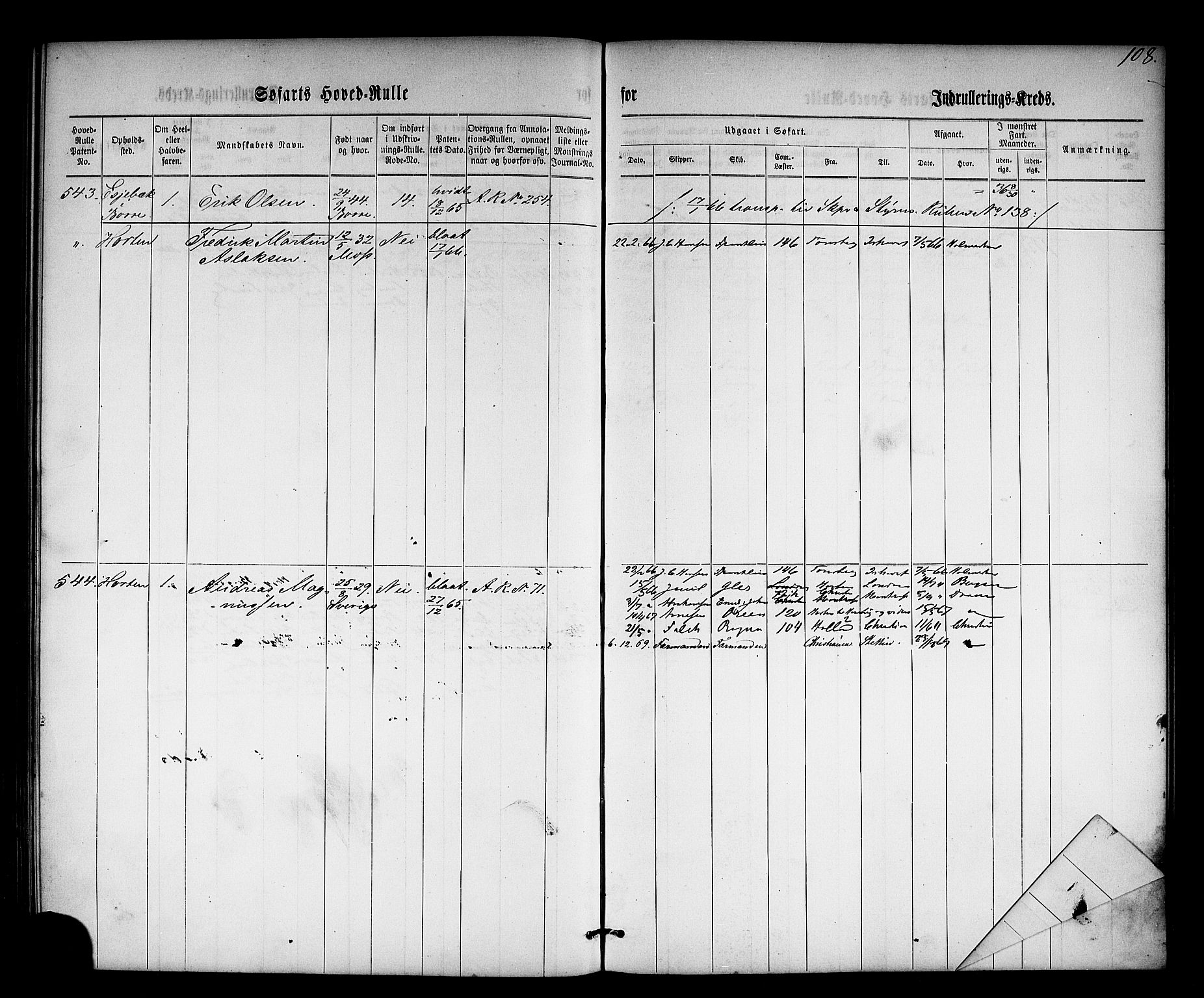 Horten innrulleringskontor, SAKO/A-785/F/Fc/L0002: Hovedrulle, 1861-1868, p. 127